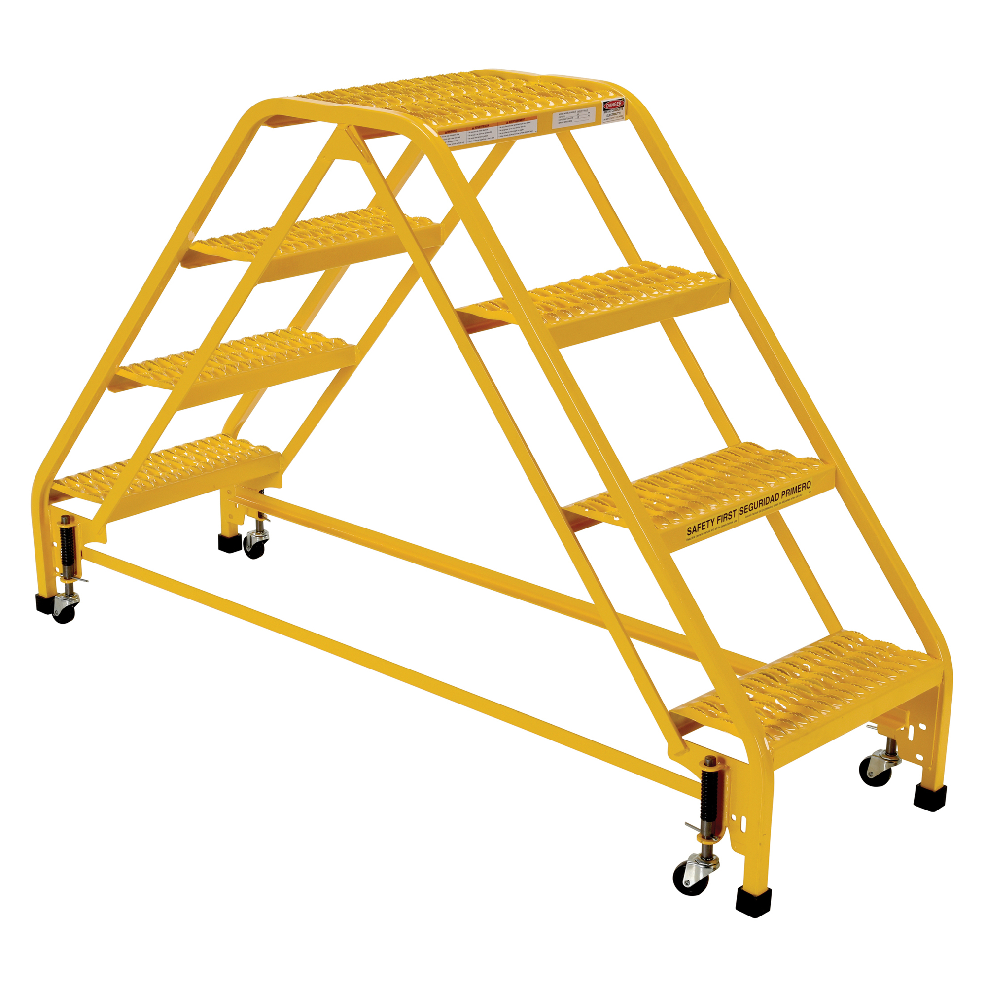 Vestil, 4 Step grip strut double sided ladder, Overall Height 40 in, Steps 4 Material Steel, Model LAD-DD-P-18-4-G