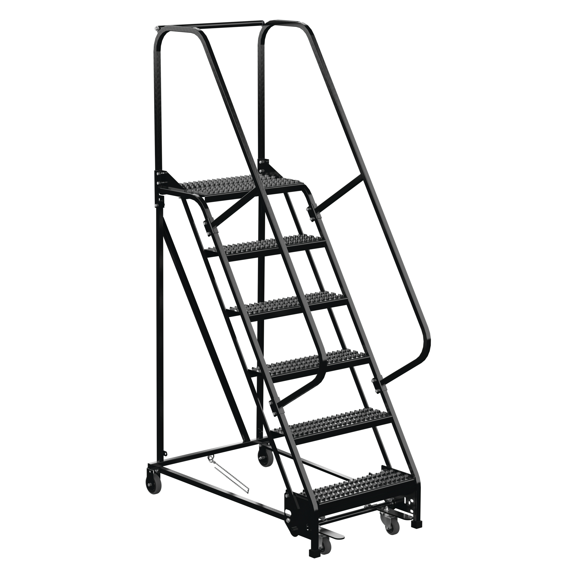 Vestil, 6 Step grip strut warehouse ladder, Overall Height 90 in, Steps 6 Material Steel, Model LAD-PW-26-6-G-ESD