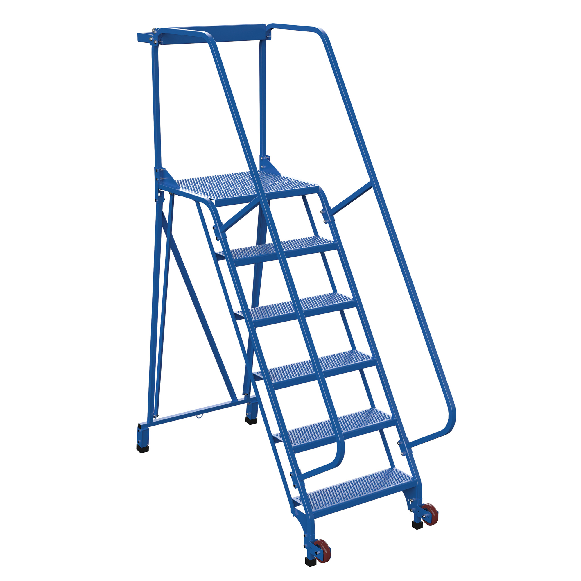 Vestil, 6 Step perforated rolling ladder, Overall Height 90 in, Steps 6 Material Steel, Model LAD-TRS-60-6-P