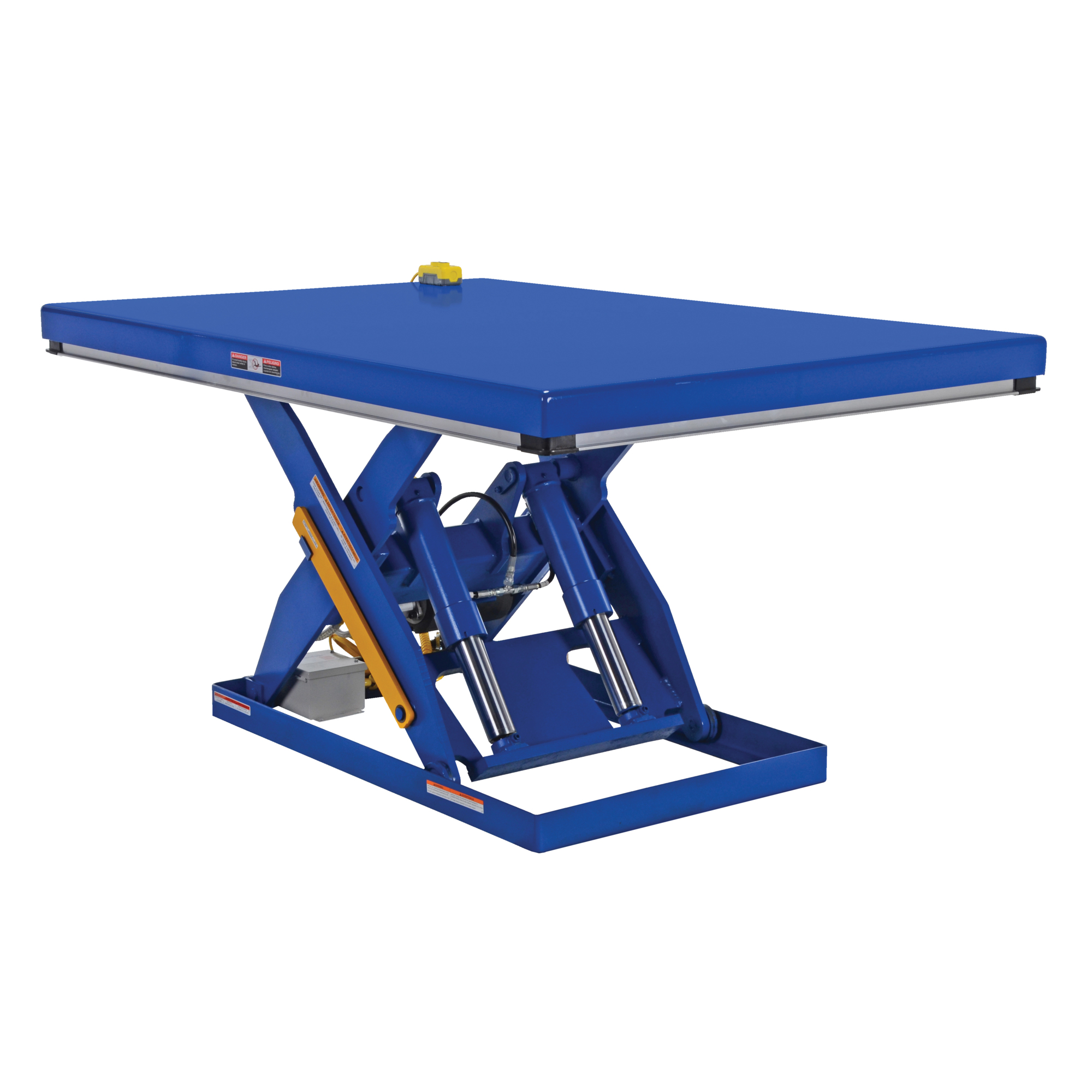 Vestil, 48x72 electric hydraulic lift table, Capacity 4000 lb, Lowered Height 7 in, Raised Height 43 in, Model EHLT-4872-4-43-QS