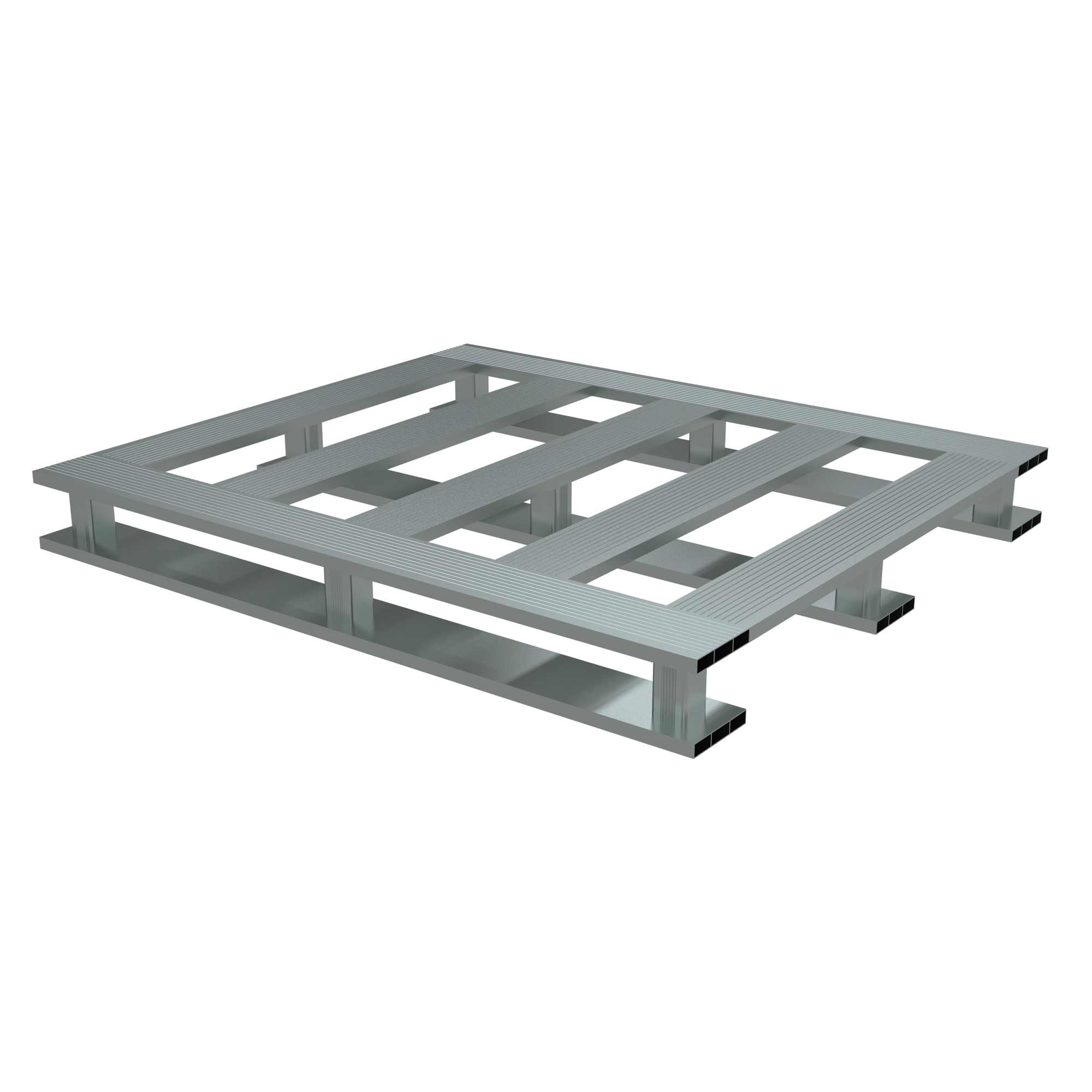 Vestil, Aluminum skid bottom 42x48 6k, Length 47.875 in, Width 42 in, Height 5.063 in, Model AP-4248-SB