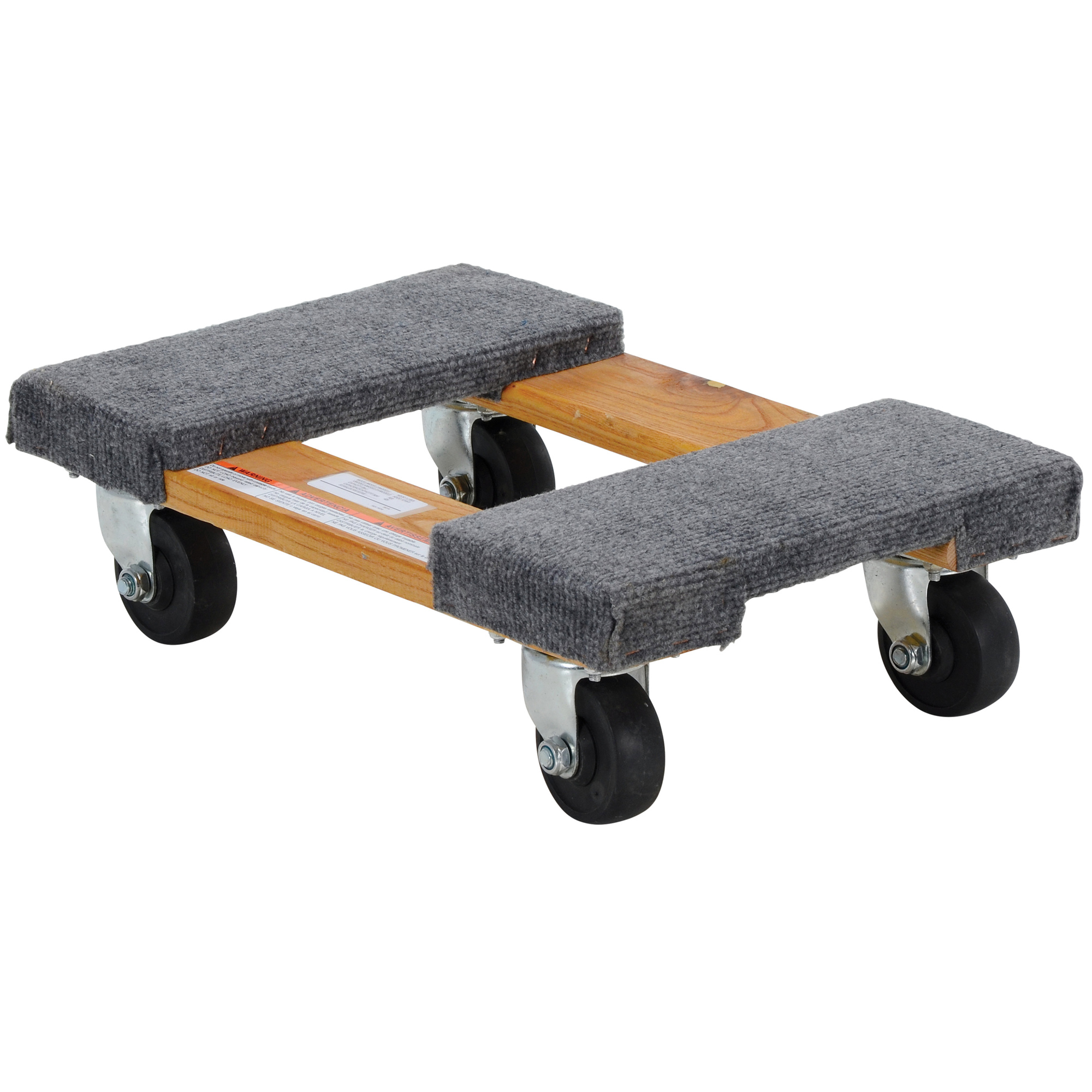 Vestil, Hardwood dolly with carpet ends 12Inch x 18Inch, Length 18 in, Width 12 in, Load Capacity 900 lb, Model HDOC-1218-9