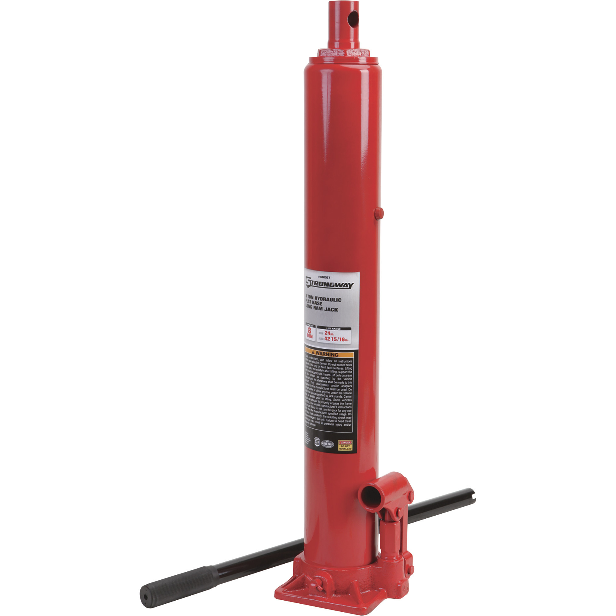 Strongway 8-Ton Long Ram Hydraulic Jack â Single Piston, Flat Base