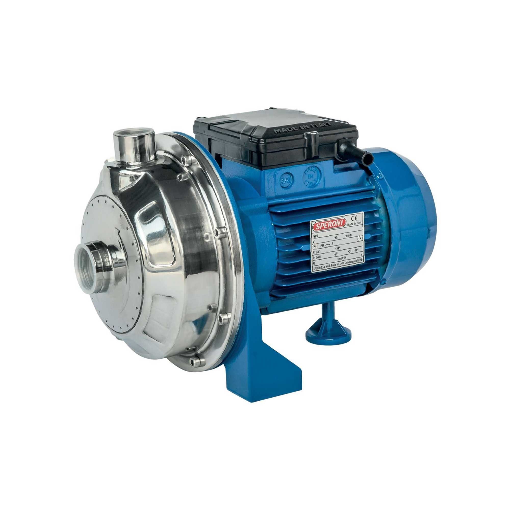 Speroni Centrifugal Pump,1,895GPH,SS304,CMX100/1.1, Max. Flow 1895 GPH, Horsepower 1-1/2 HP, Port Size 1 in, Model CMX 100/1.1