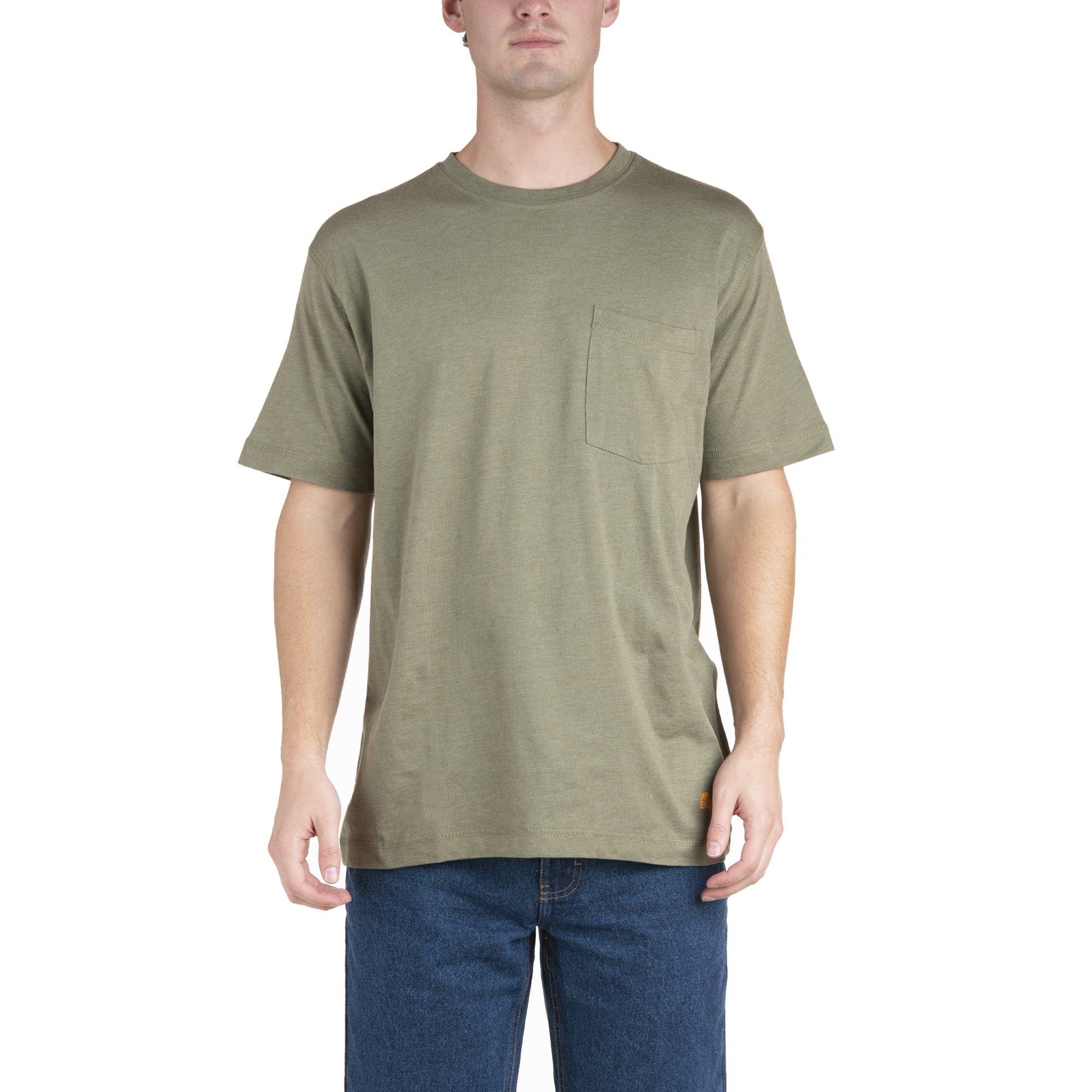 Berne Apparel, Lightweight Performance Tee-Style, Size 2XL, Color Lichen (Heathered), Material 60% Cotton 40% Polyester, Model BSM38
