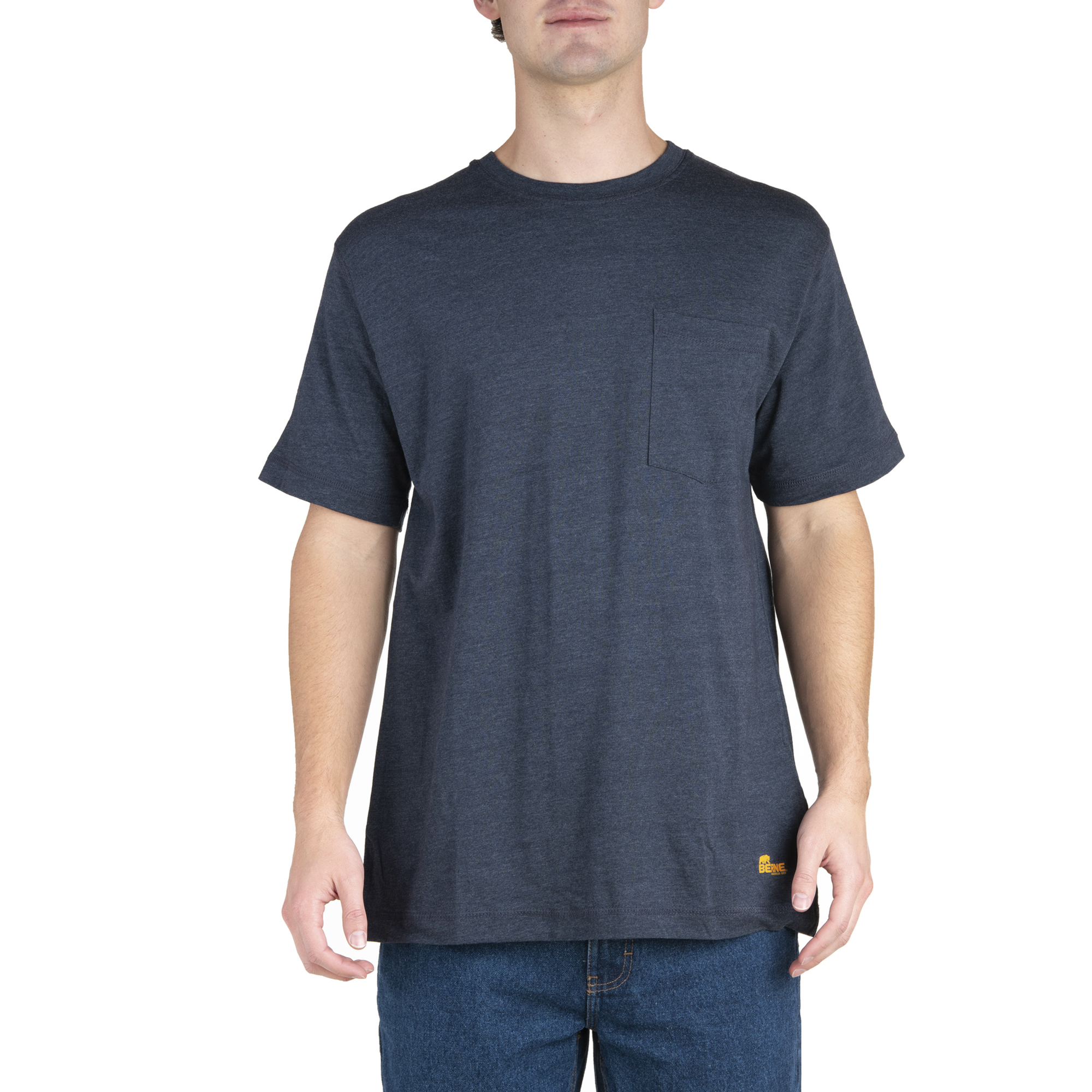 Berne Apparel, Lightweight Performance Tee-Style, Size XL, Color Space Blue (Heathered), Material 60% Cotton 40% Polyester, Model BSM38