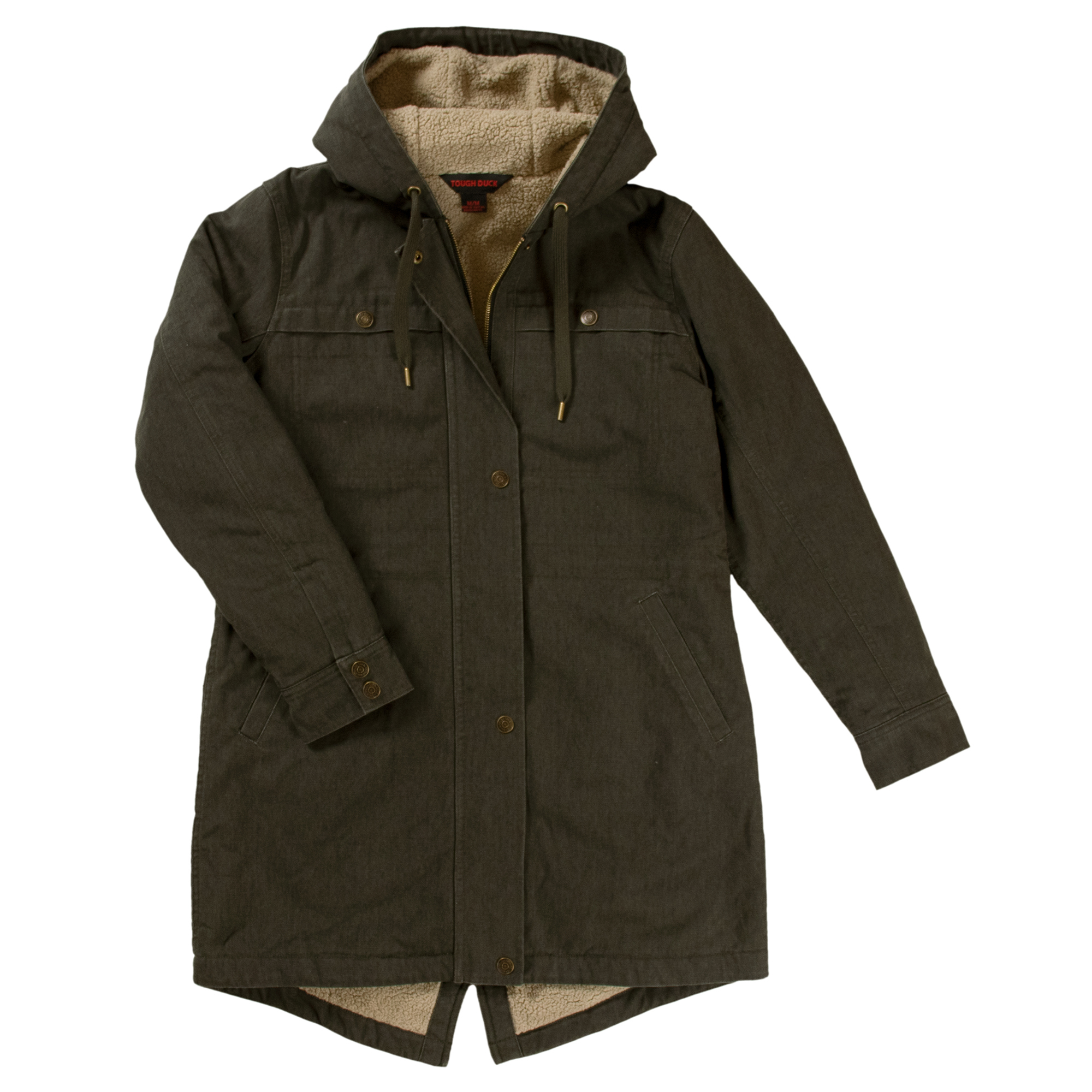 Tough Duck, Women's Sherpa Lined Jacket, Size L, Color OLIVE, Model WJ201-OLIVE-L