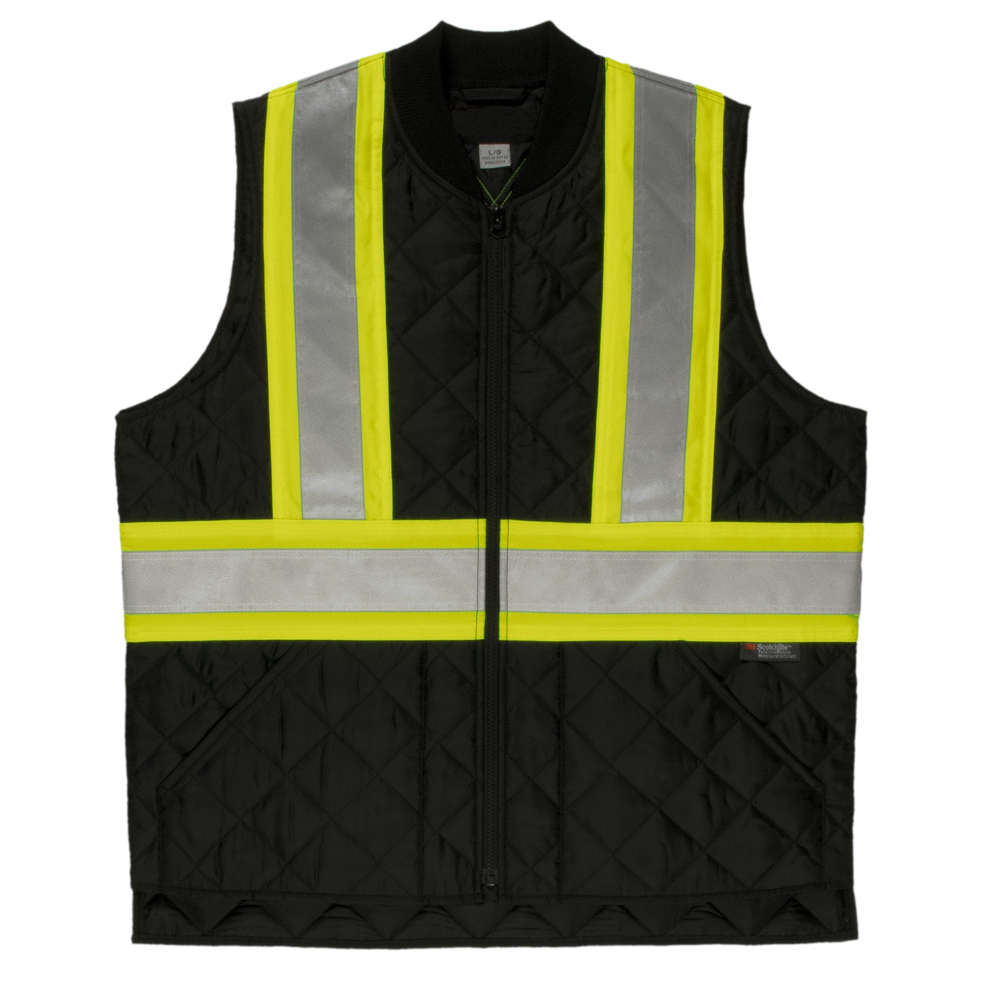 Tough Duck, Quilted Safety Vest, Size S, Color BLACK, Model SV051-BLACK-S