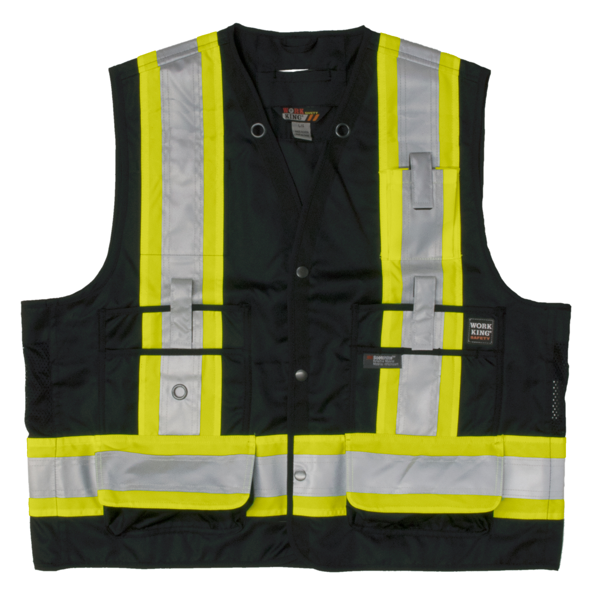 Tough Duck, Surveyor Safety Vest, Size L, Color BLACK, Model S31311-BLACK-L