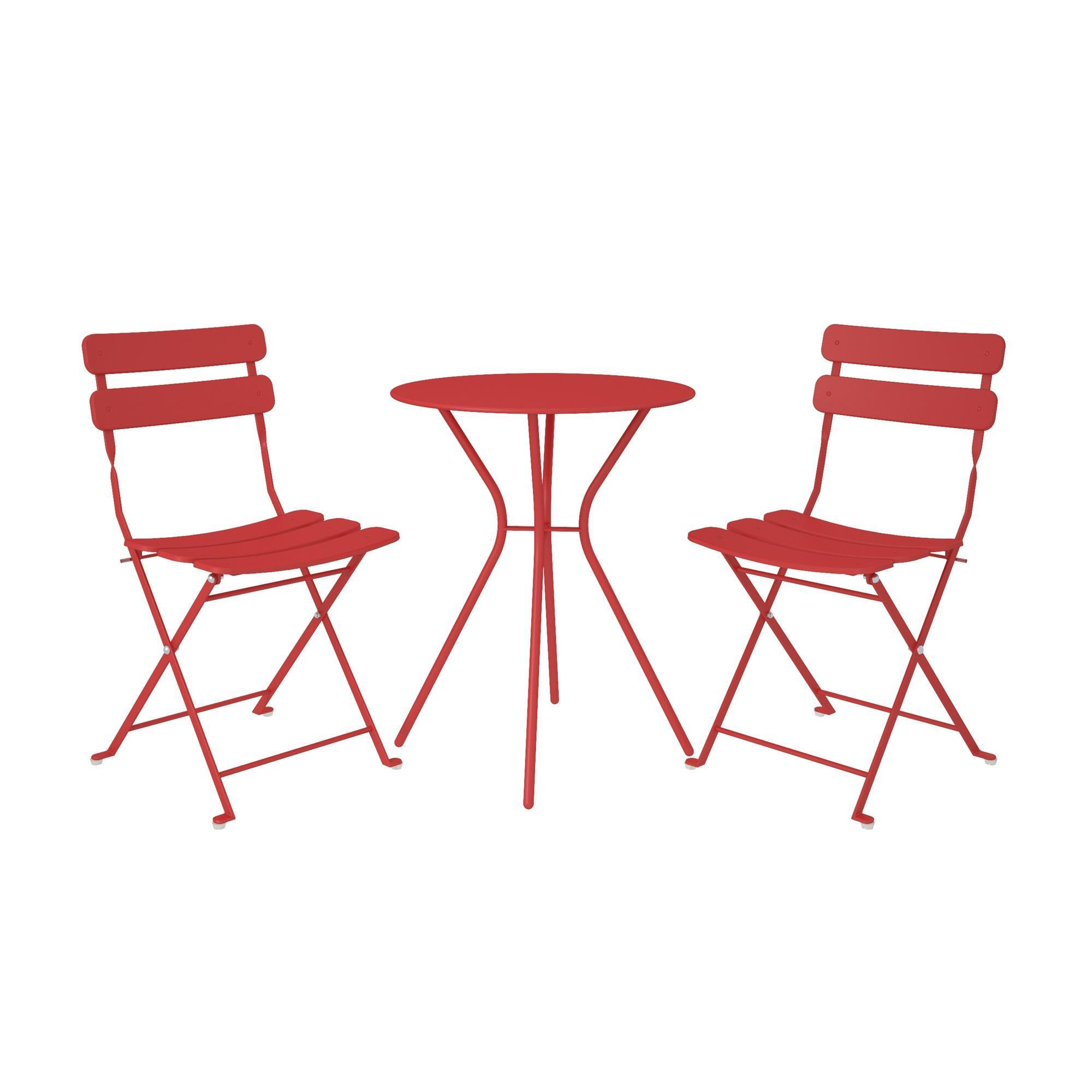 3 Piece Bistro Set with 2 Folding Chairs, Table, Pieces (qty.) 3, Primary Color Red, Seating Capacity 2, Model - Cosco 87623RED1E