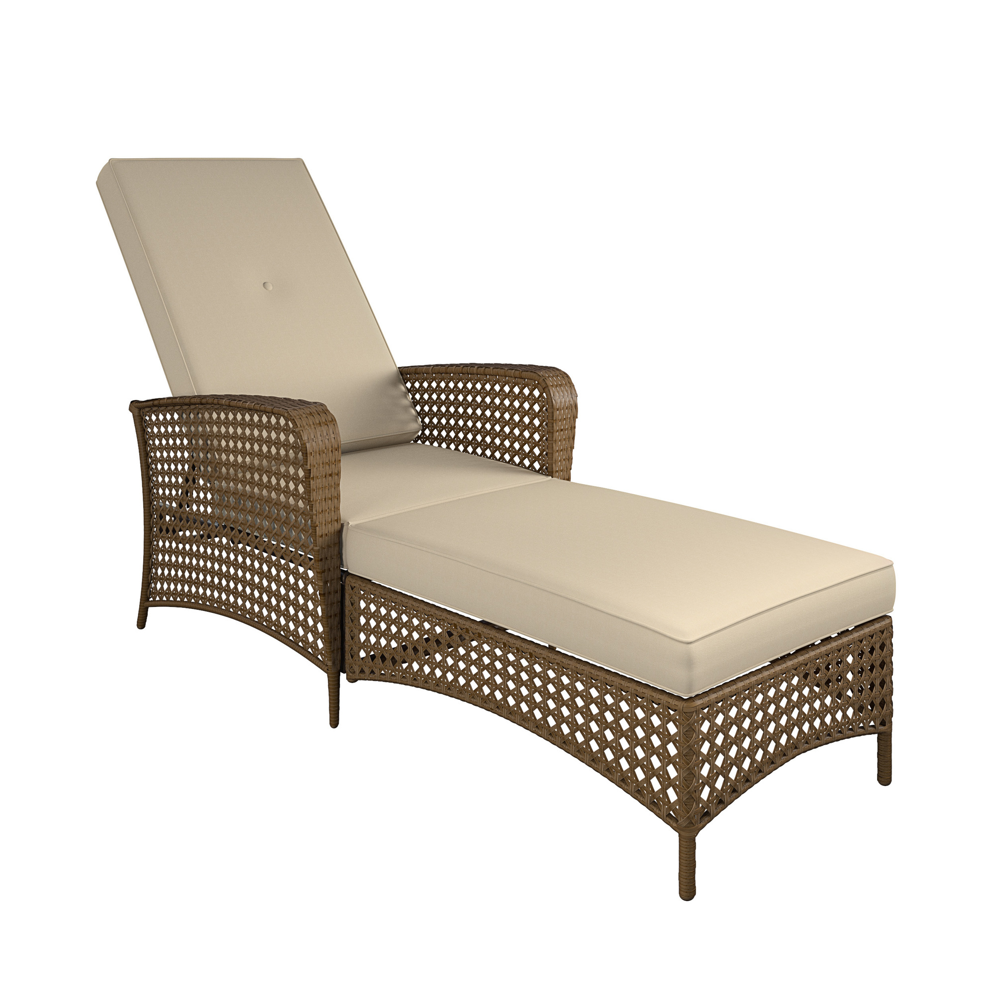 Lakewood Ranch Steel Woven Wicker Chaise Lounge, Primary Color Tan, Material Multiple, Width 23.03 in, Model - Cosco 88599ABTE