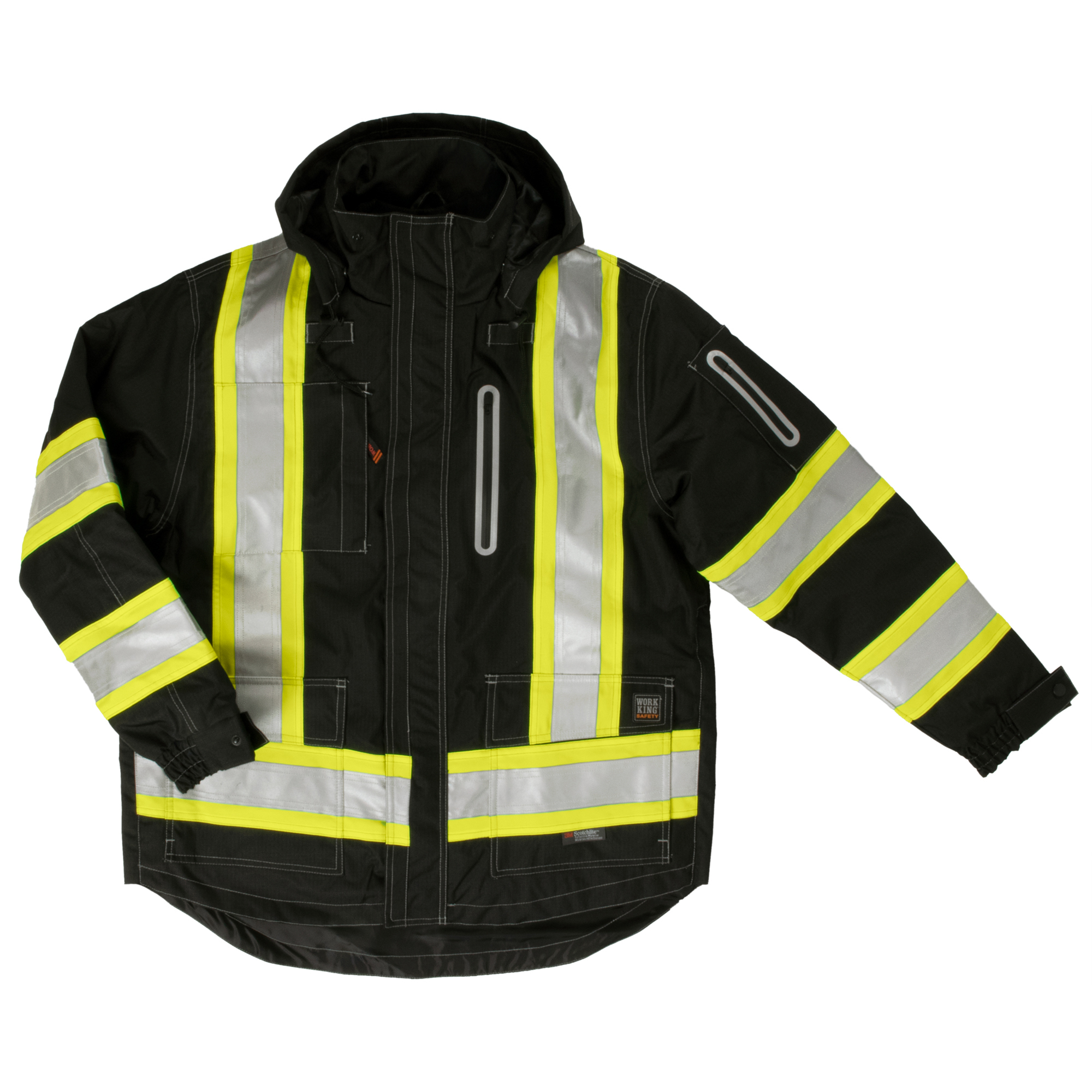 Tough Duck, 4Inch-1 Safety Jacket, Size L, Color BLACK, Model S18711-BLK-L
