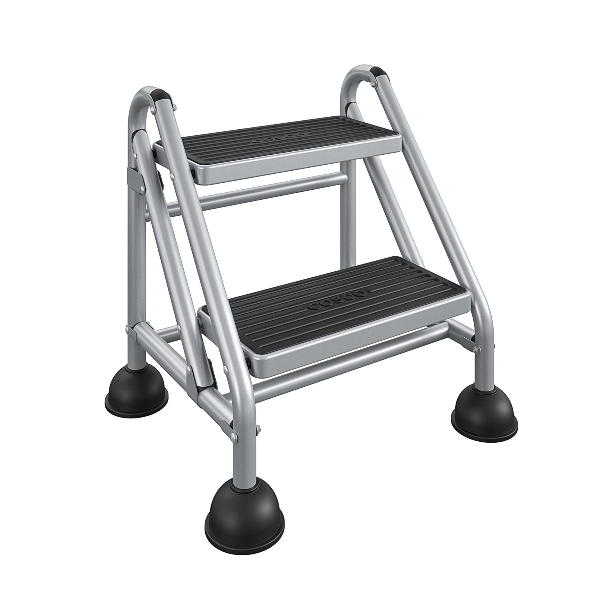 Cosco 2-Step Commercial Rolling Step Ladder, 300lb. Capacity, Steel, Model 11824GGB1