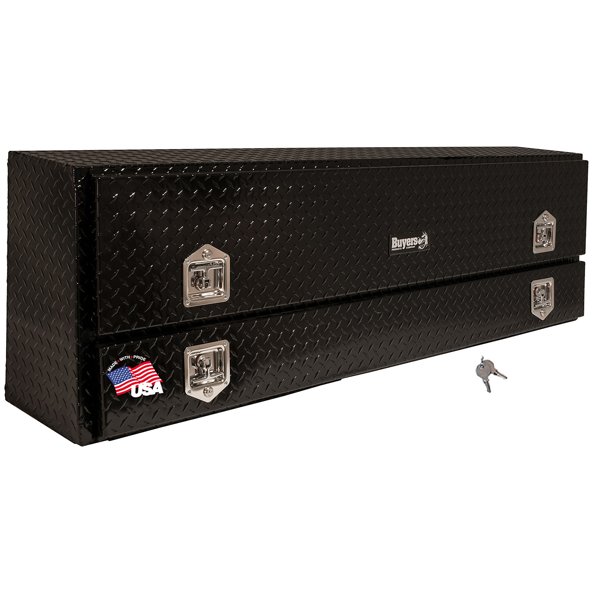 Buyers Products Contractor Truck Box, 72Inch Aluminum, Diamond Plate Glossy Black, Model 1725640