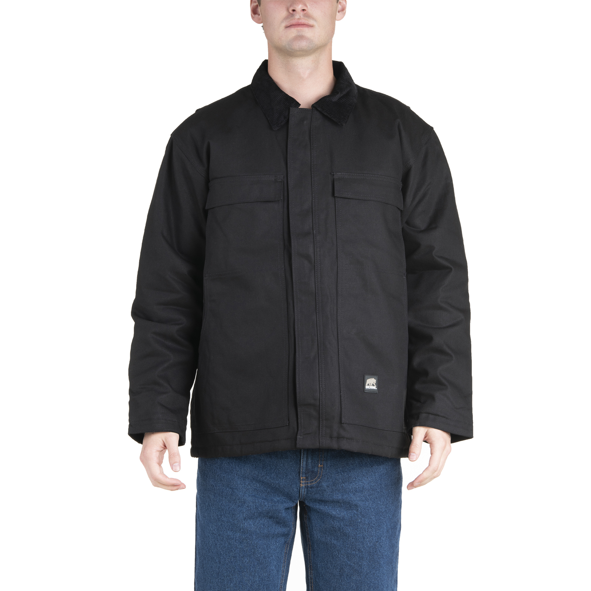 Berne Apparel, Heritage Chore Coat,Duck, Size L, Color Black, Model CH416