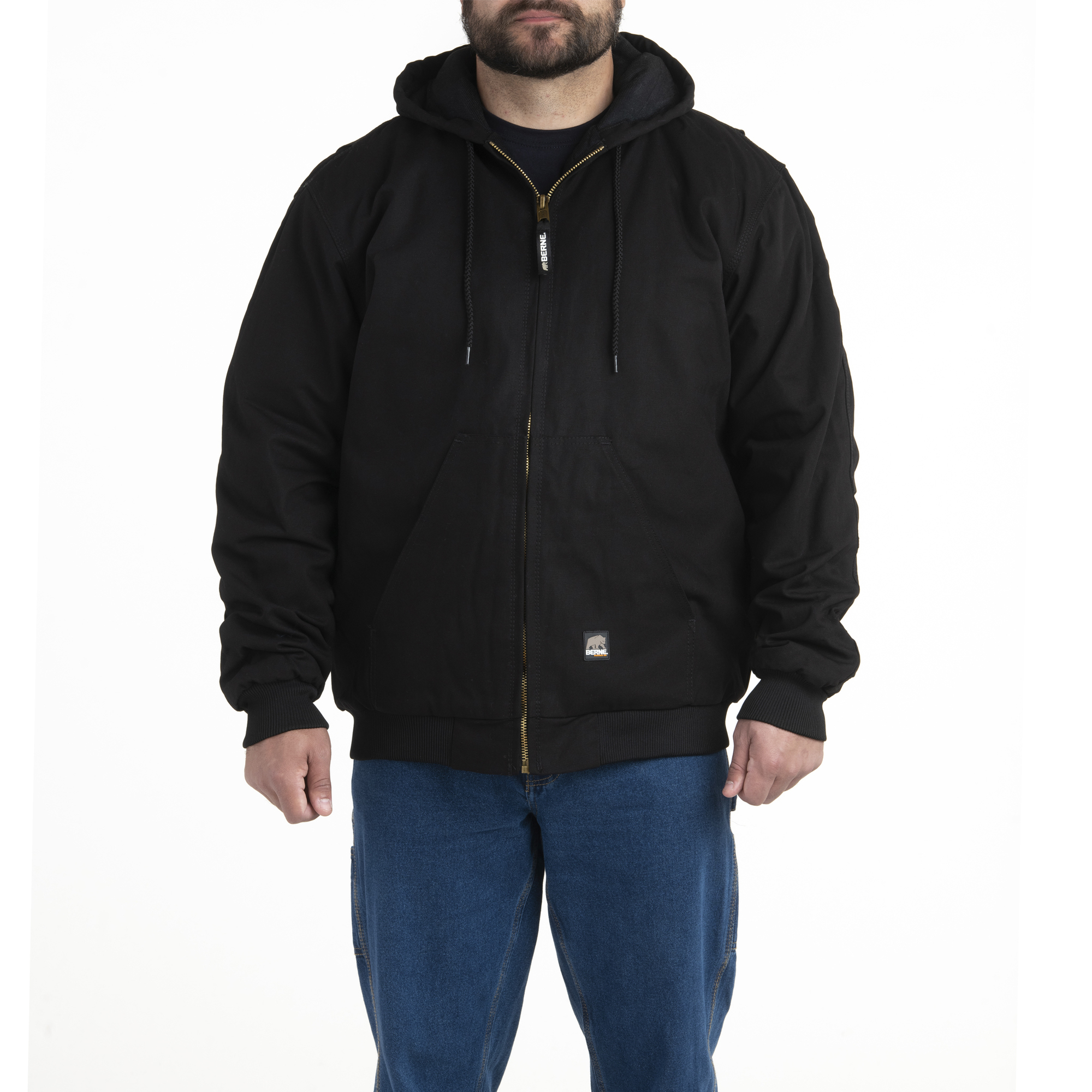 Berne Apparel, Heritage Hooded Jacket, Size 6XL, Color Black, Model HJ51