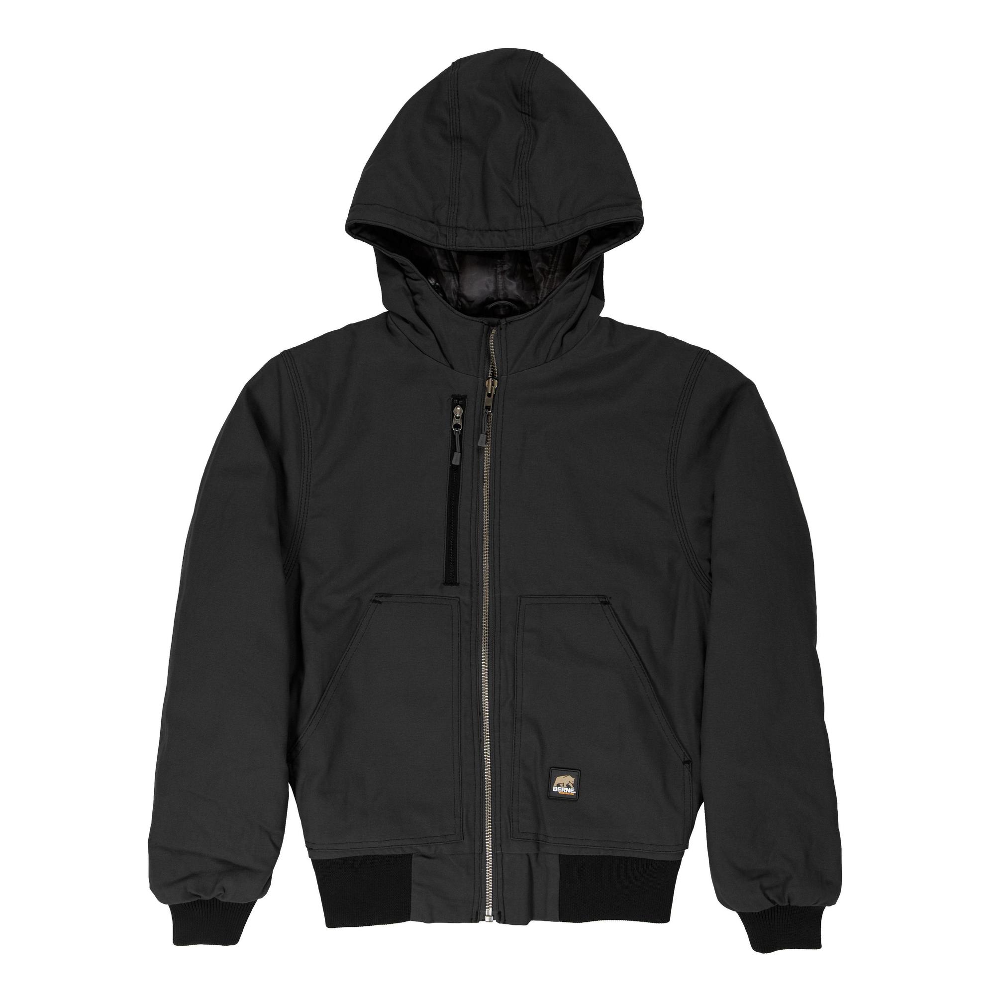 Berne Apparel, Modern Hooded Jacket, Size LT, Color Black, Model HJ61