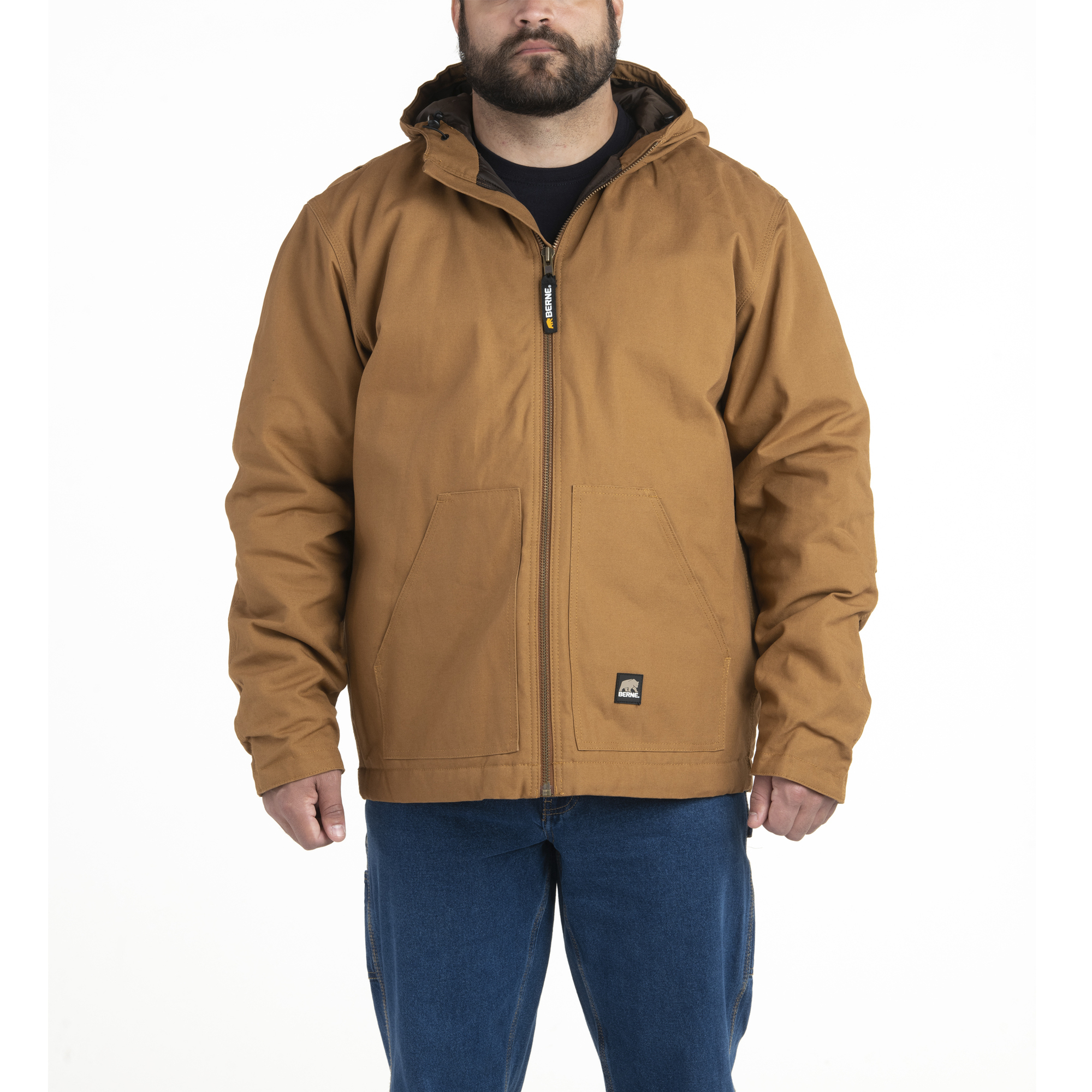 Berne Apparel, Workmans Hooded Jacket, Size 3XLT, Color Brown Duck, Model HJ65