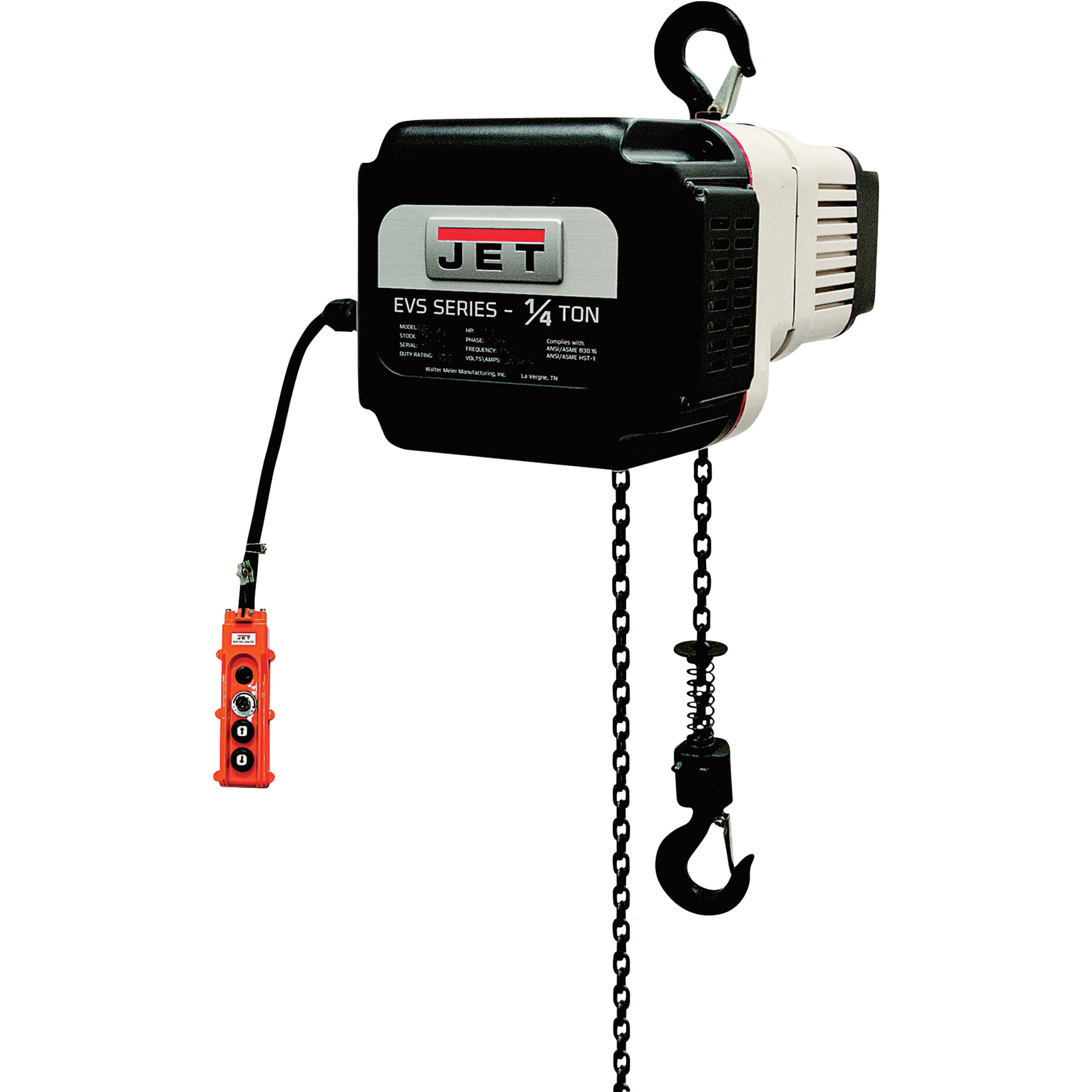 VOLT Series Electric Chain Hoist — 1/4-Ton Capacity, 15ft. Lift, 1-or 3-Phase, Model - JET 182515