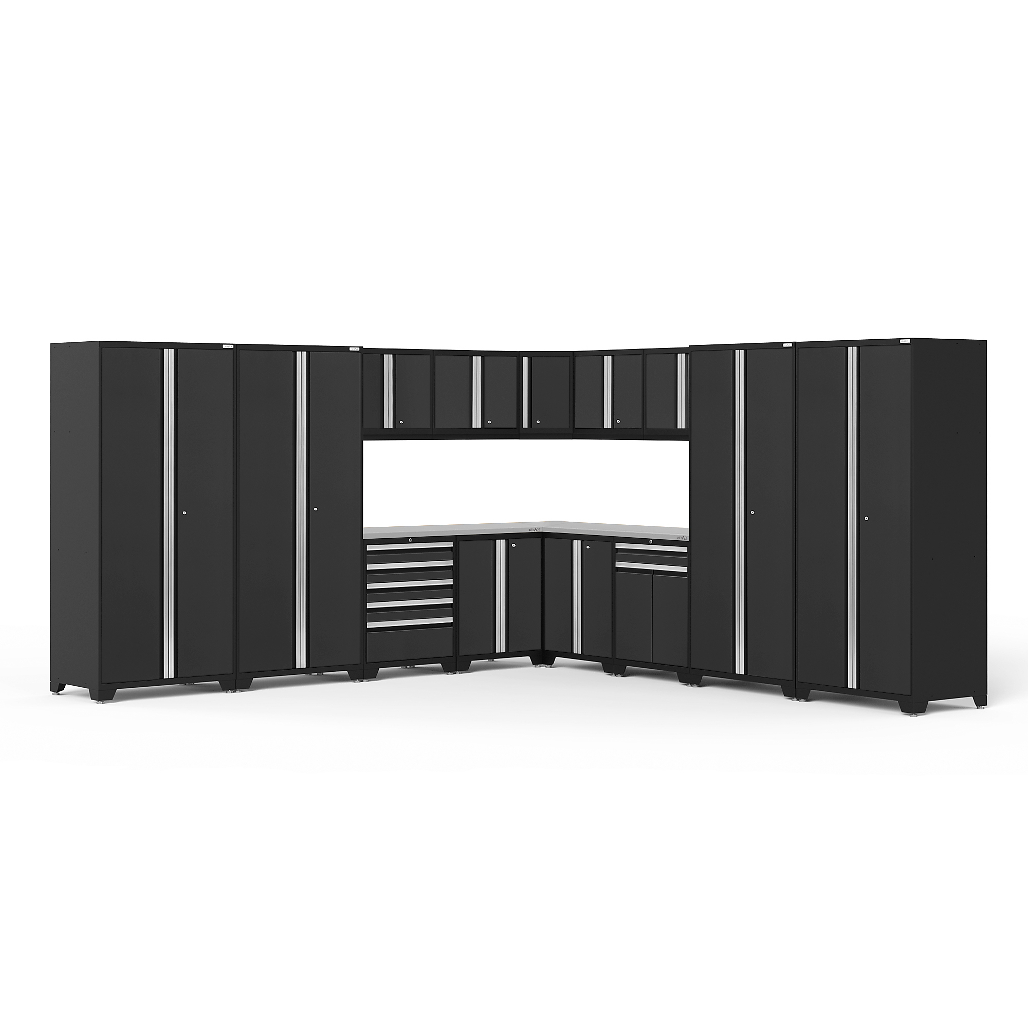 NewAge Products, Pro Series Black 16-Piece Steel Garage Cabinet Set, Width 304 in, Height 84.75 in, Depth 24 in, Model 64325