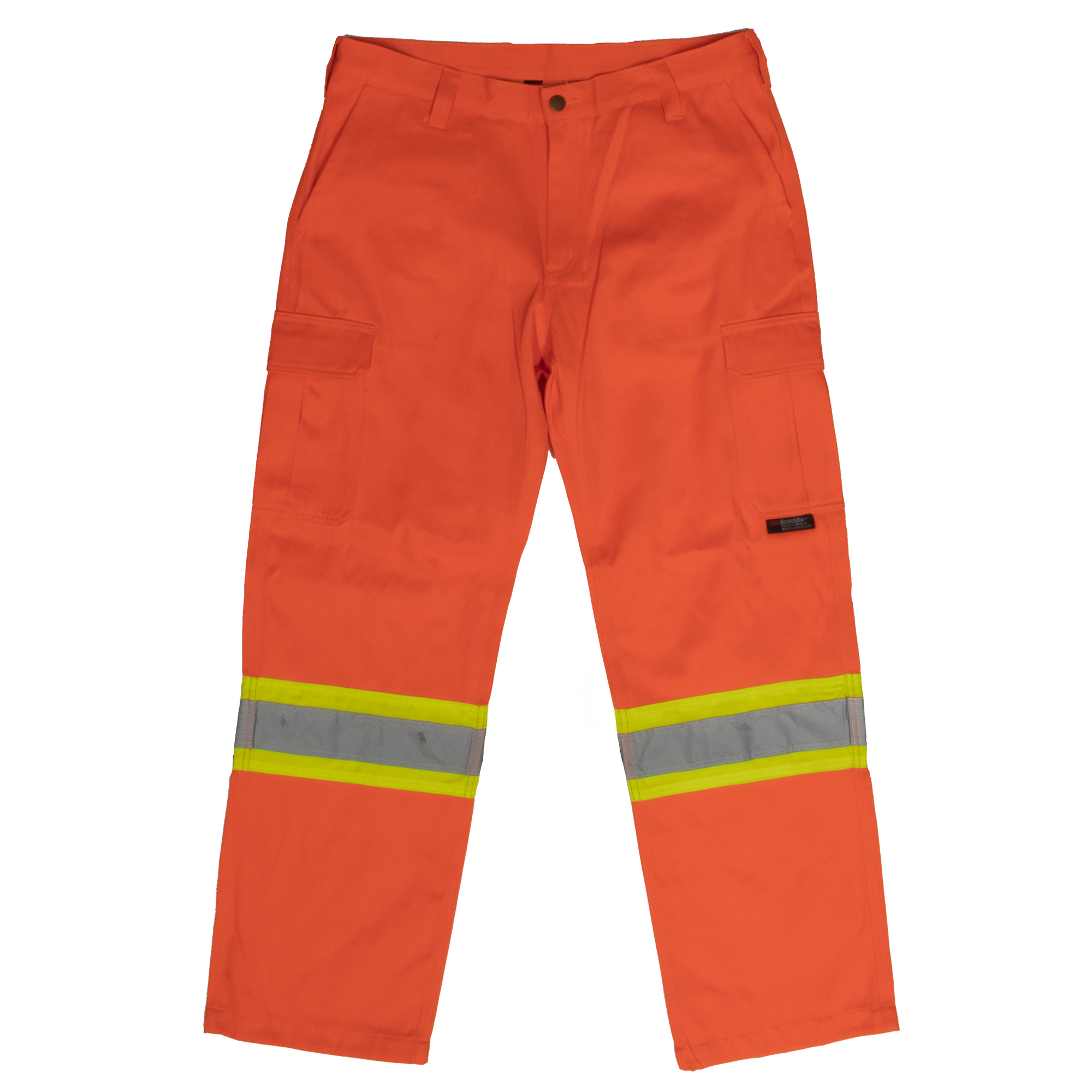 Tough Duck, Safety Cargo Work Pant, Waist 38 in, Inseam 34 in, Color Fluorescent Orange, Model SP013