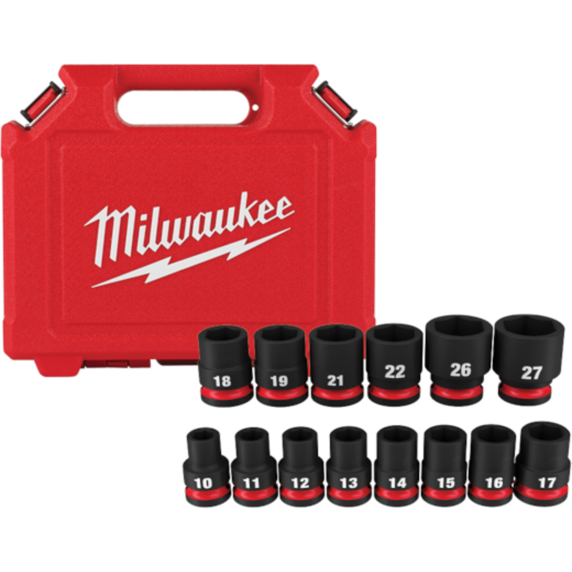 Milwaukee SHOCKWAVE Impact Duty , 14PC 1/2Inch Drive Metric Standard 6 Point Socket Set, Pieces (qty.) 14 Model 49-66-7013