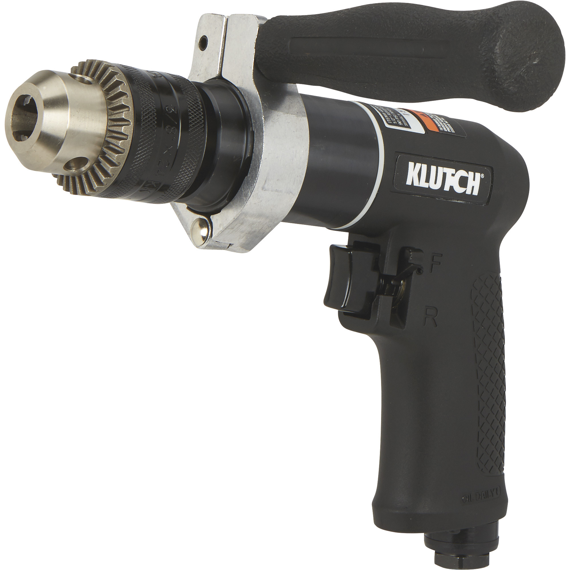 Klutch Air Drill, 1/2Inch Keyed Chuck, 800 RPM, Reversible, 4 CFM
