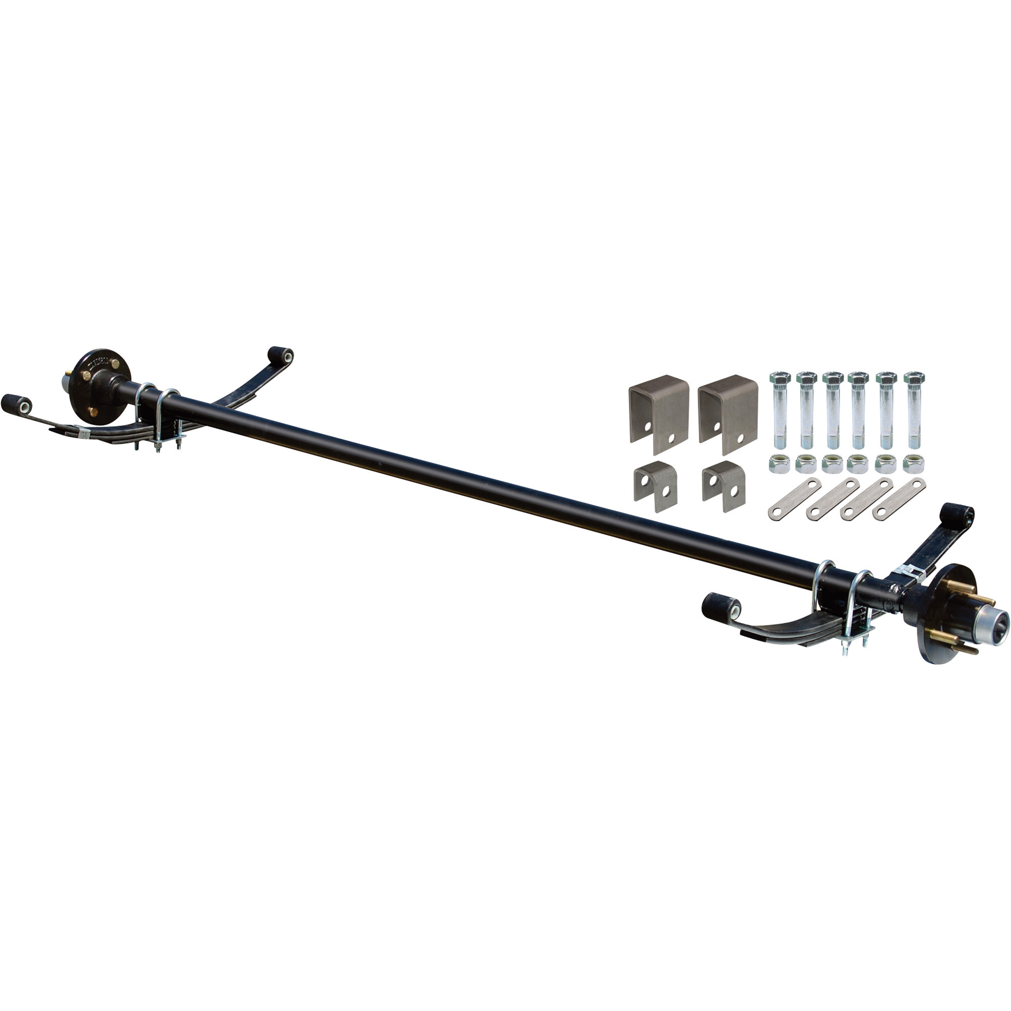 Ultra-Tow 2000-Lb. Capacity Complete Axle Kit, 67Inch Hubface, 55Inch Spring Center, 4-Bolt Pattern, 4Inch Hubs