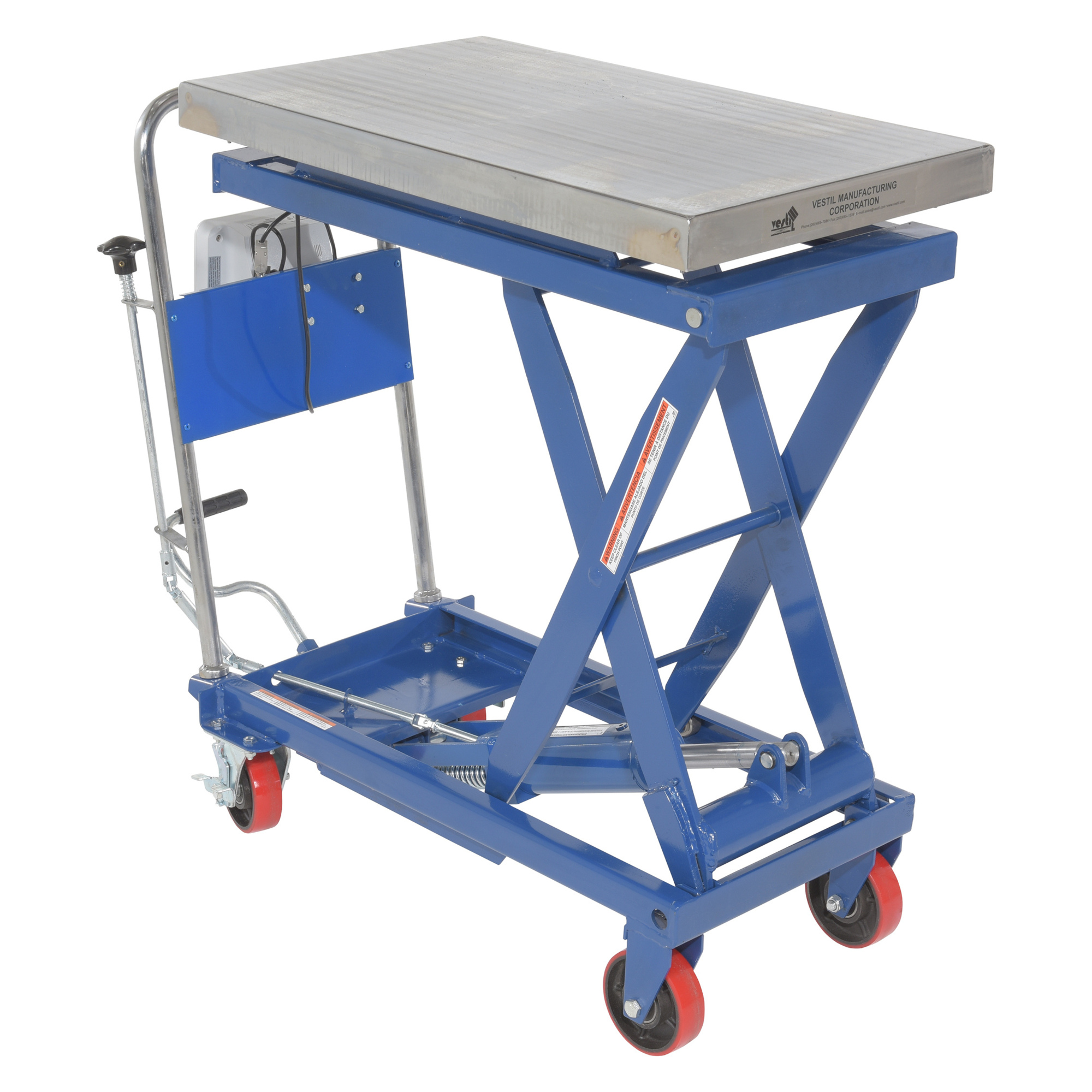 Vestil, Scissor cart with scale 1k capacity, Capacity 1000 lb, Lowered Height 14 in, Raised Height 38 in, Model CART-1000-SCL