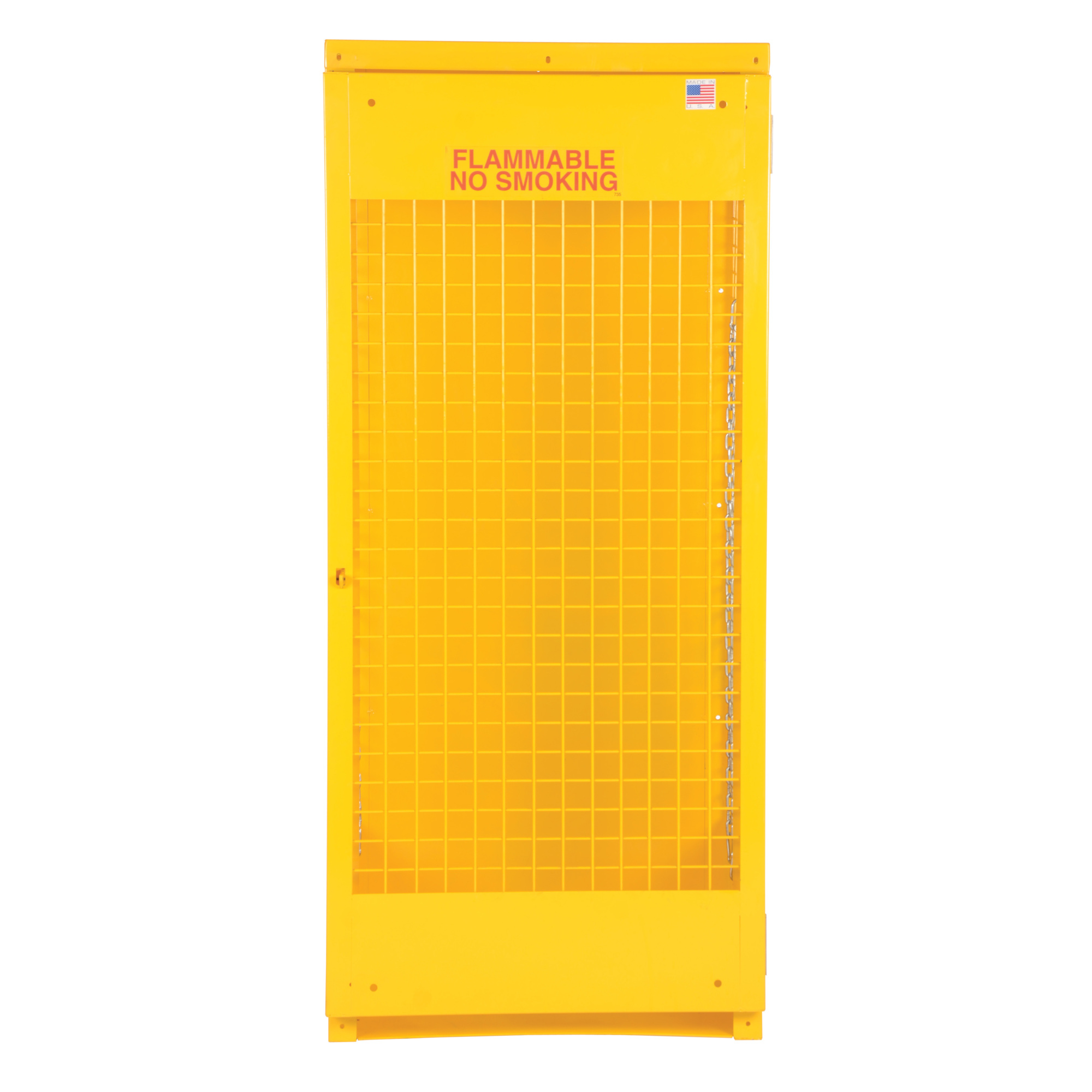 Vestil, 5-10 Caoacity vertical cylinder cabinet knockdown, Height 68.25 in, Width 30 in, Color Yellow, Model CYL-V-510-KD