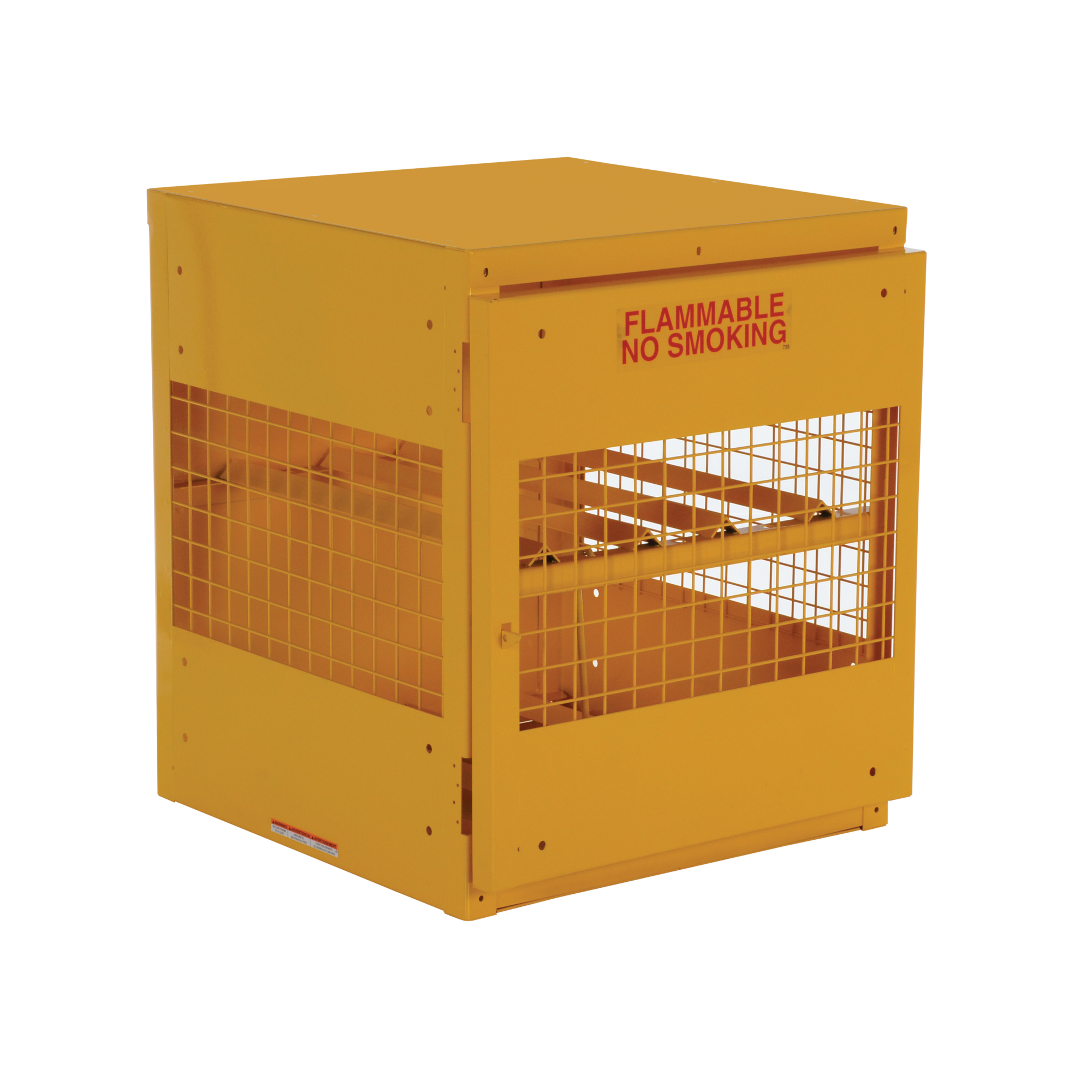 Vestil, 4 Capacity horizontal cylinder cabinet, Height 35.25 in, Width 30 in, Color Yellow, Model CYL-H-4