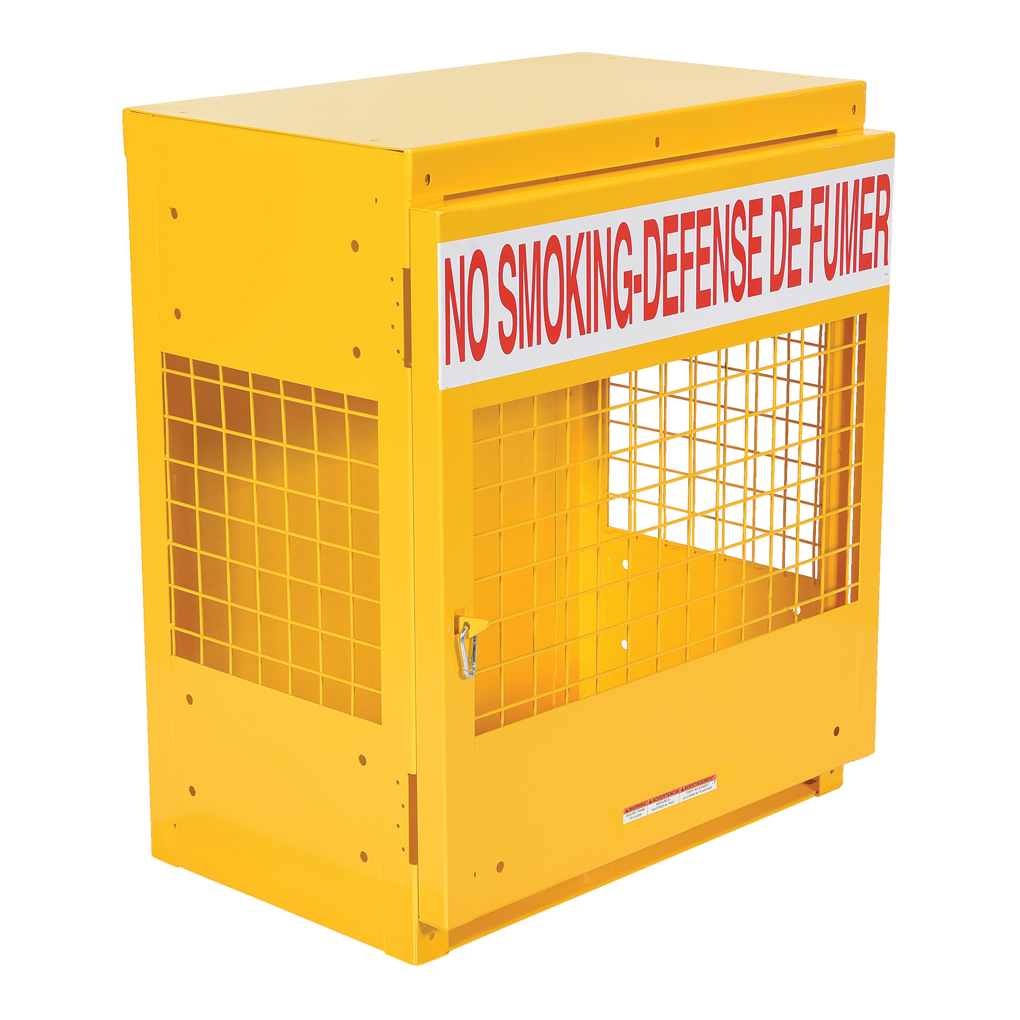 Vestil, Canadian LP cylinder storage cabinet 2 capacity, Height 35.25 in, Width 30 in, Color Yellow, Model CYL-LP-2-CA