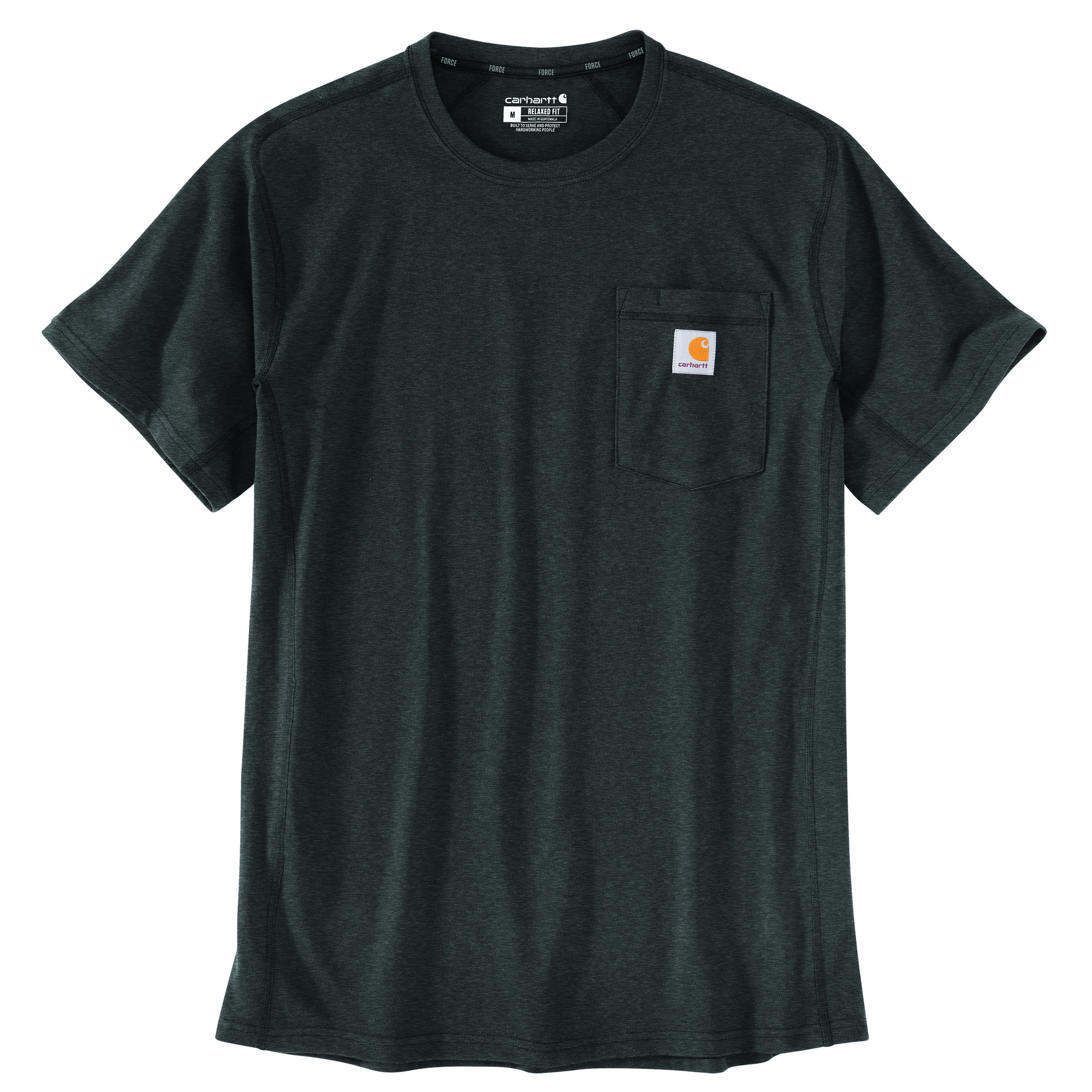 Carhartt, Men's Force Relaxed Fit Medium Weight SS Pocket T-Shirt, Size XL, Color Carbon Heather, Material 60% Polyester/40% Cotton, Model 104616-CRH