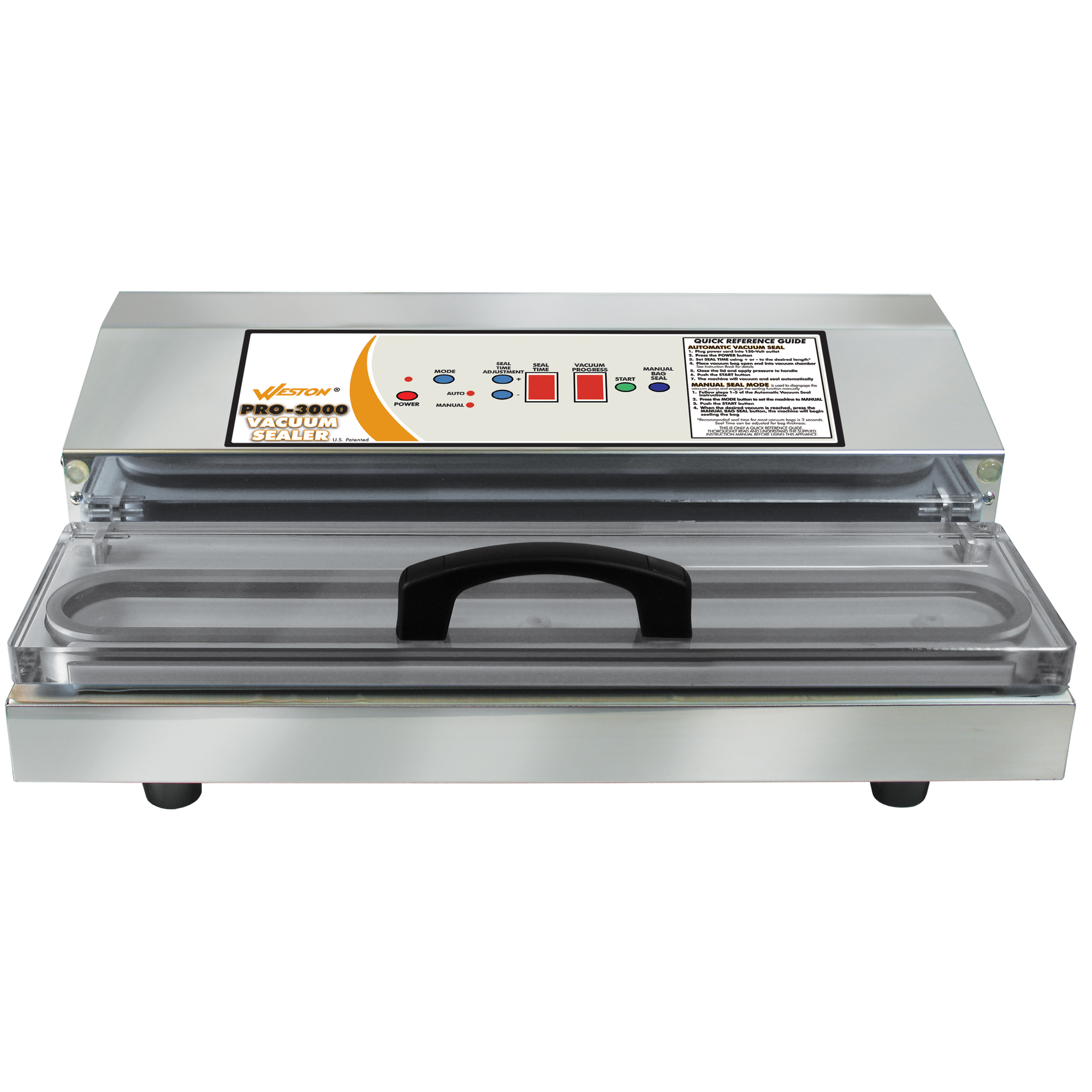 Weston Brand Pro-3,000 Stainless Steel Vacuum Sealer, Width 19 in, Length 13.5 in, Watts 935, Model 65-0401-W