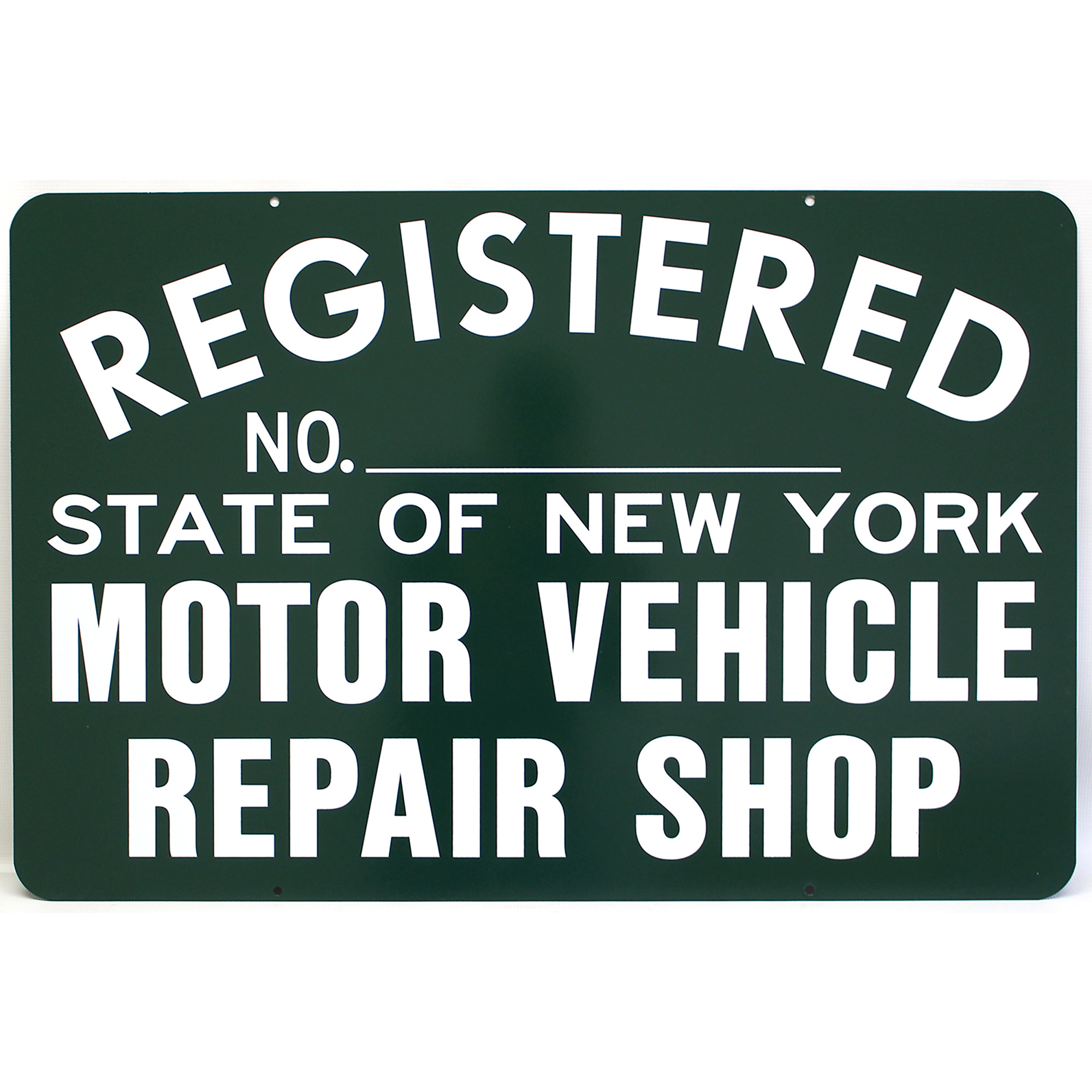 Eastern Metal, 36Inch X 24Inch X 20GA Sign, Sign Message REGISTERED NO._______ STATE OF NEW YORK MOTOR VEH, Height 36 in, Width 24 in, Model NYS-RS-DF