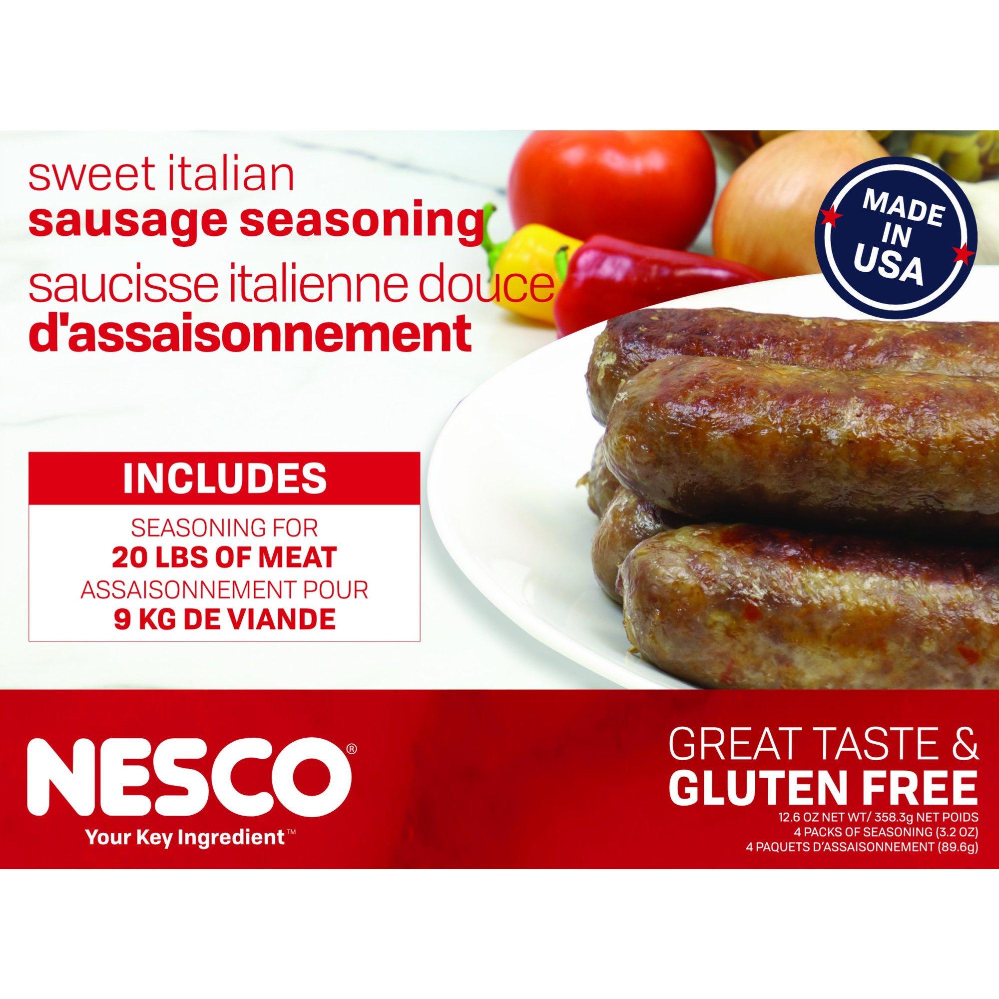 Sweet Italian Sausage Seasoning, 20 lb Yield, Included (qty.) 4, Model - Nesco SISS-20N