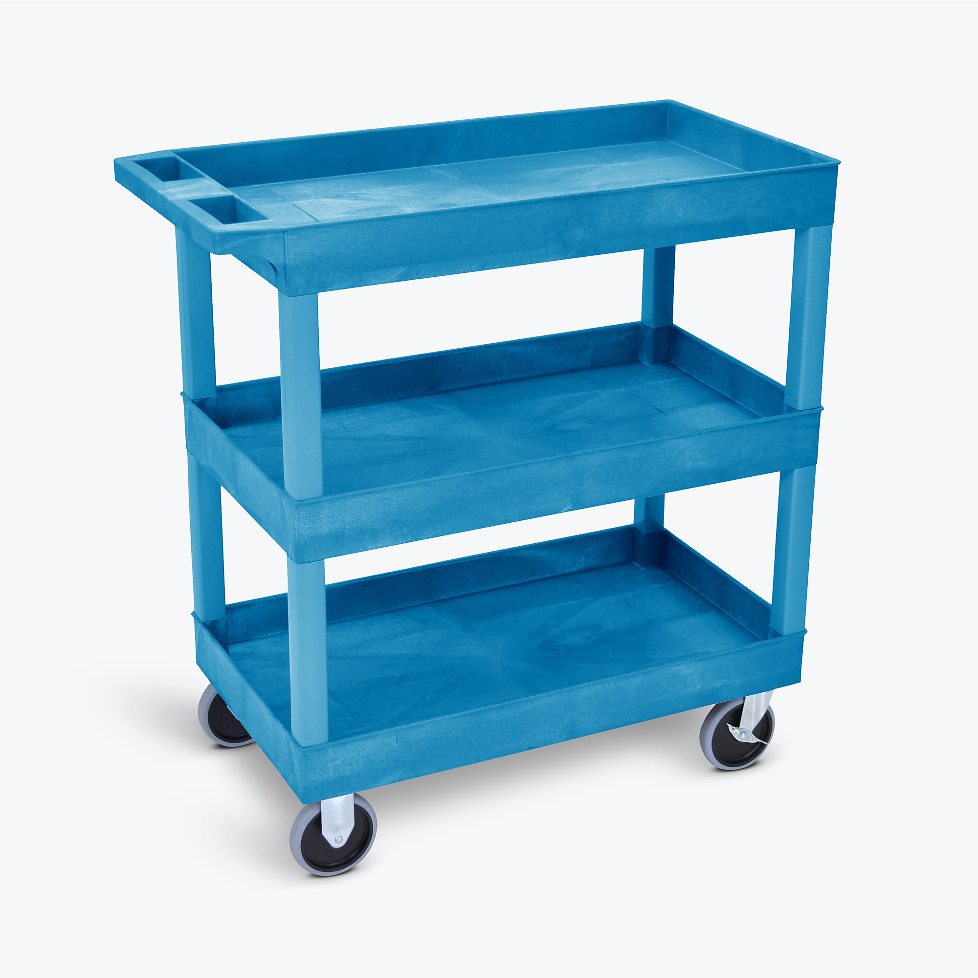 32Inch x 18Inch Tub Cart - Three Shelves/Blue, Total Capacity 500 lb, Model - Luxor EC111HD-BU