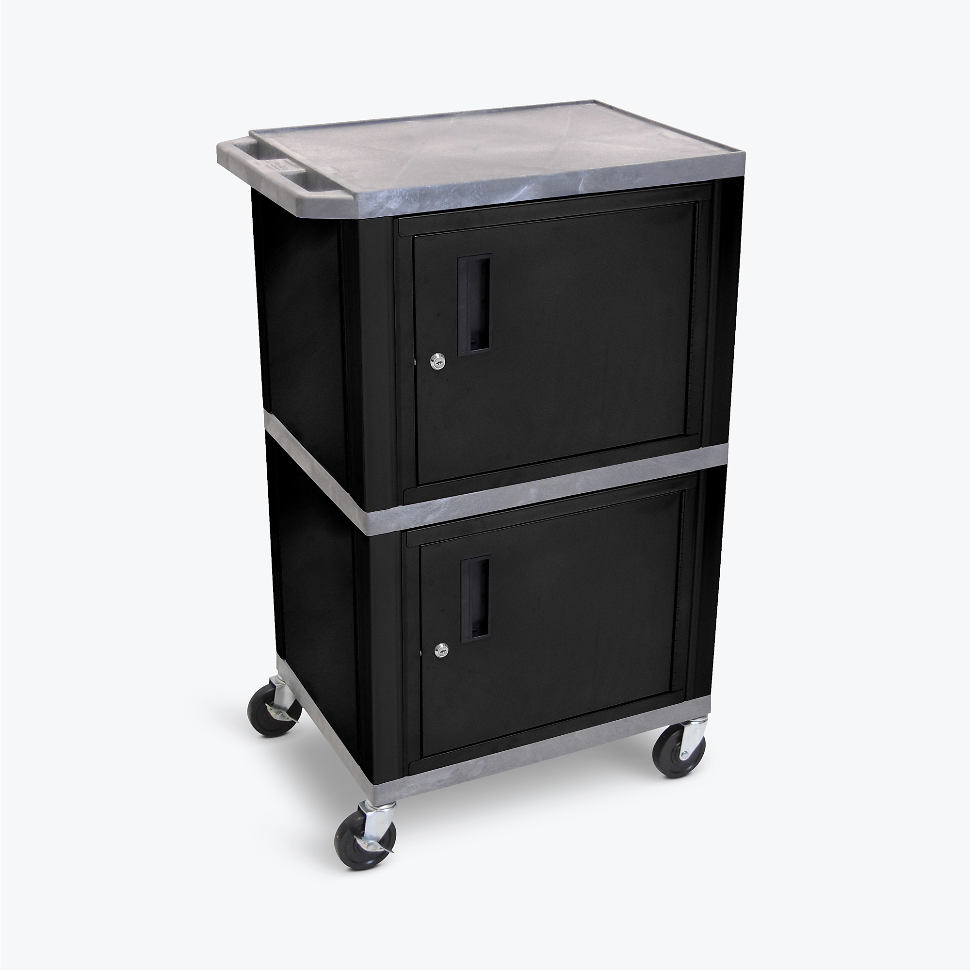 42Inch H Tuffy AV Cart - Double Cabinet, Total Capacity 200 lb, Model - Luxor WT50GY-B