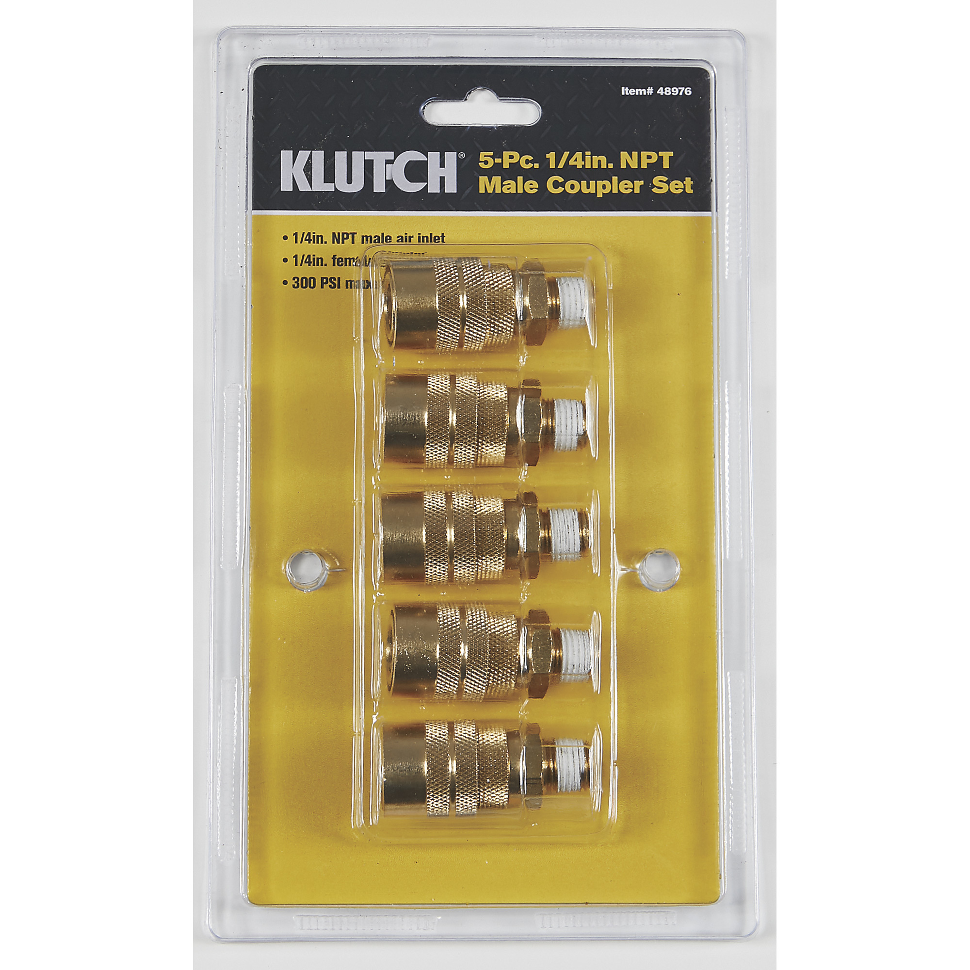 Klutch 1/4Inch Male Coupler Set, 5-Piece, M-Style