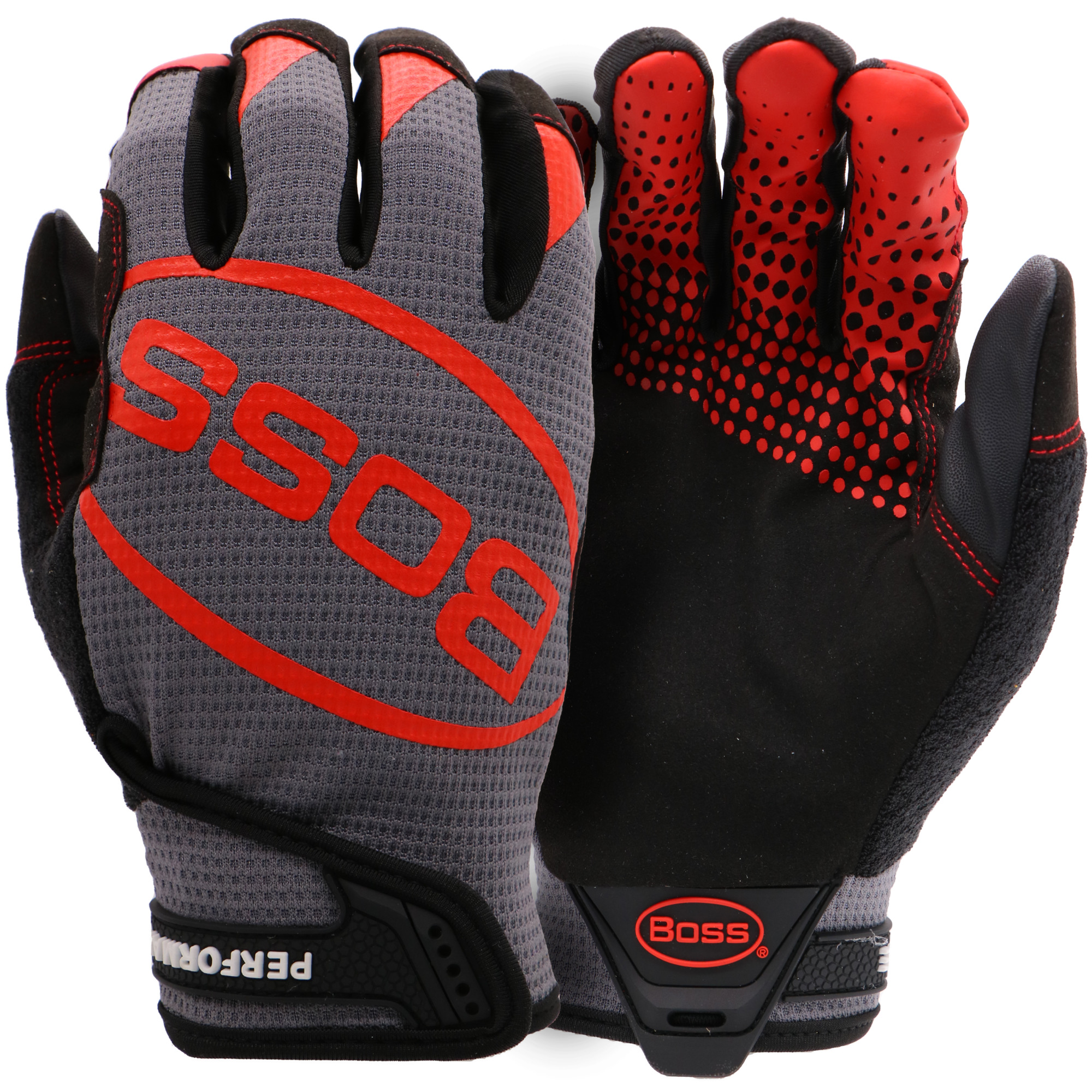 Boss, Hi-Preformance Grip Glove, Size M, Color Gray, Included (qty.) 1 Model B52101-M