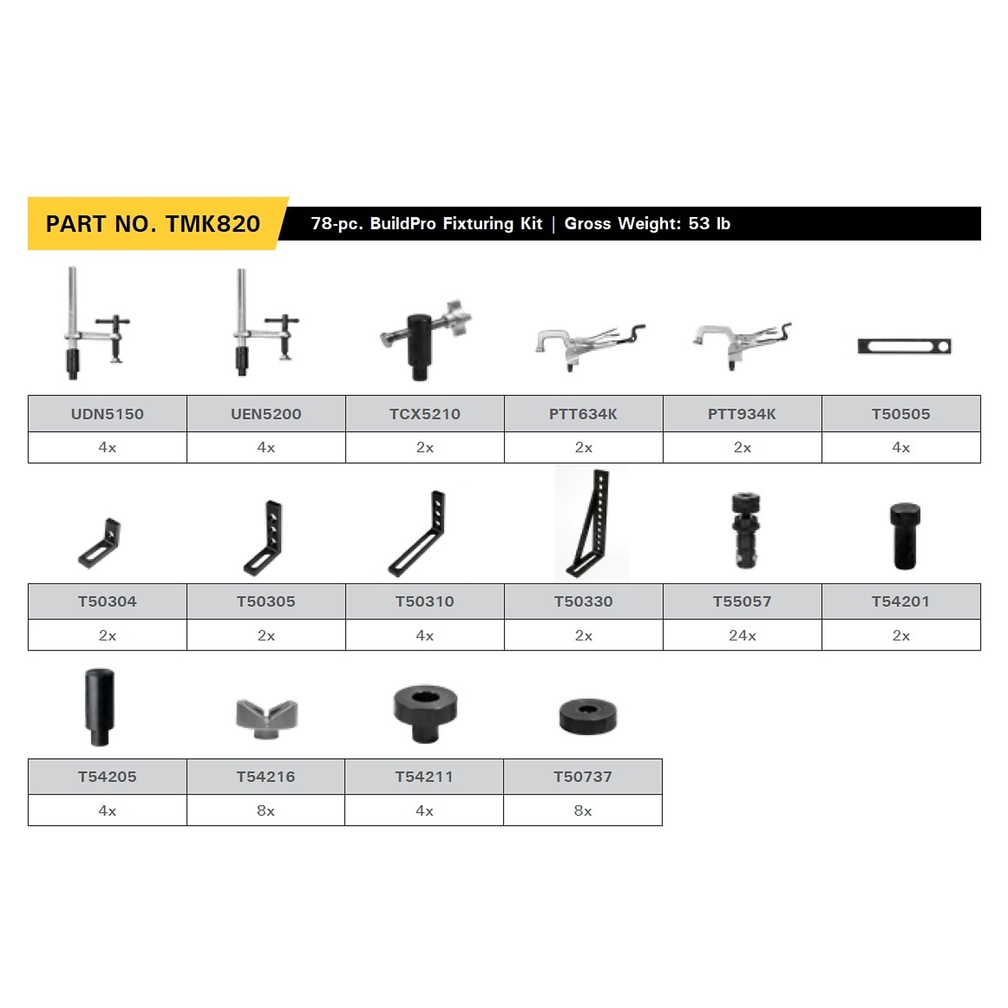 Strong Hand Tools Welding Table Fixture Kit; 78-Piece, Model TMK820