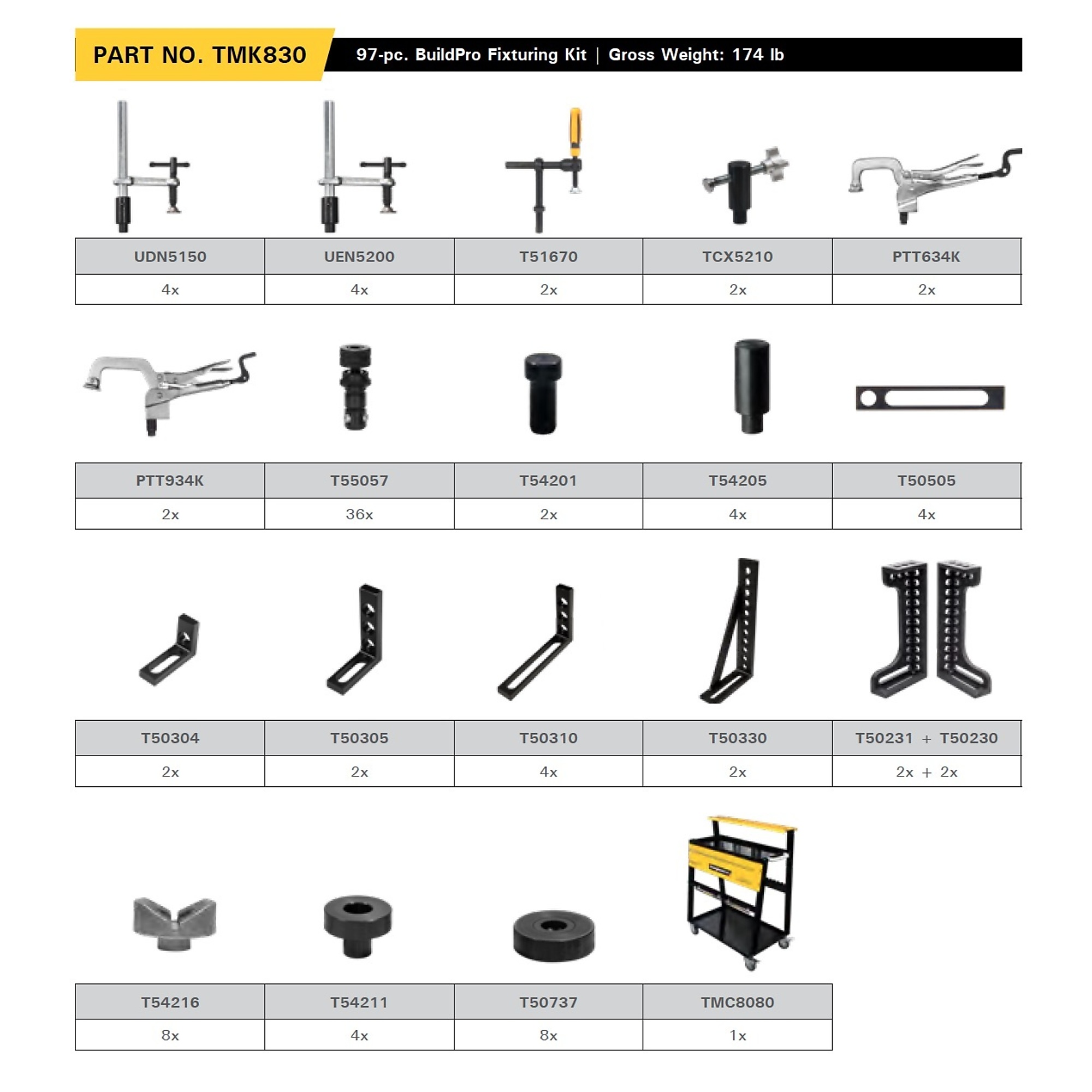 Strong Hand Tools Welding Table Fixture Kit; 97-Piece, Model TMK830