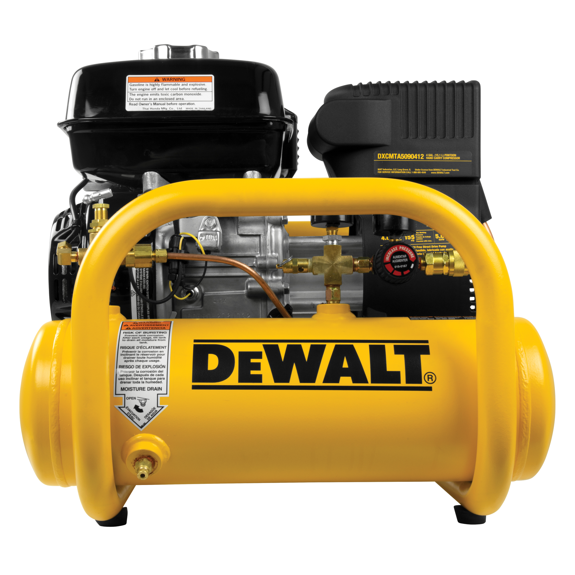 DEWALT 4 Gallon Air Compressor, Honda Gas Engine, Model DXCMTA5590412