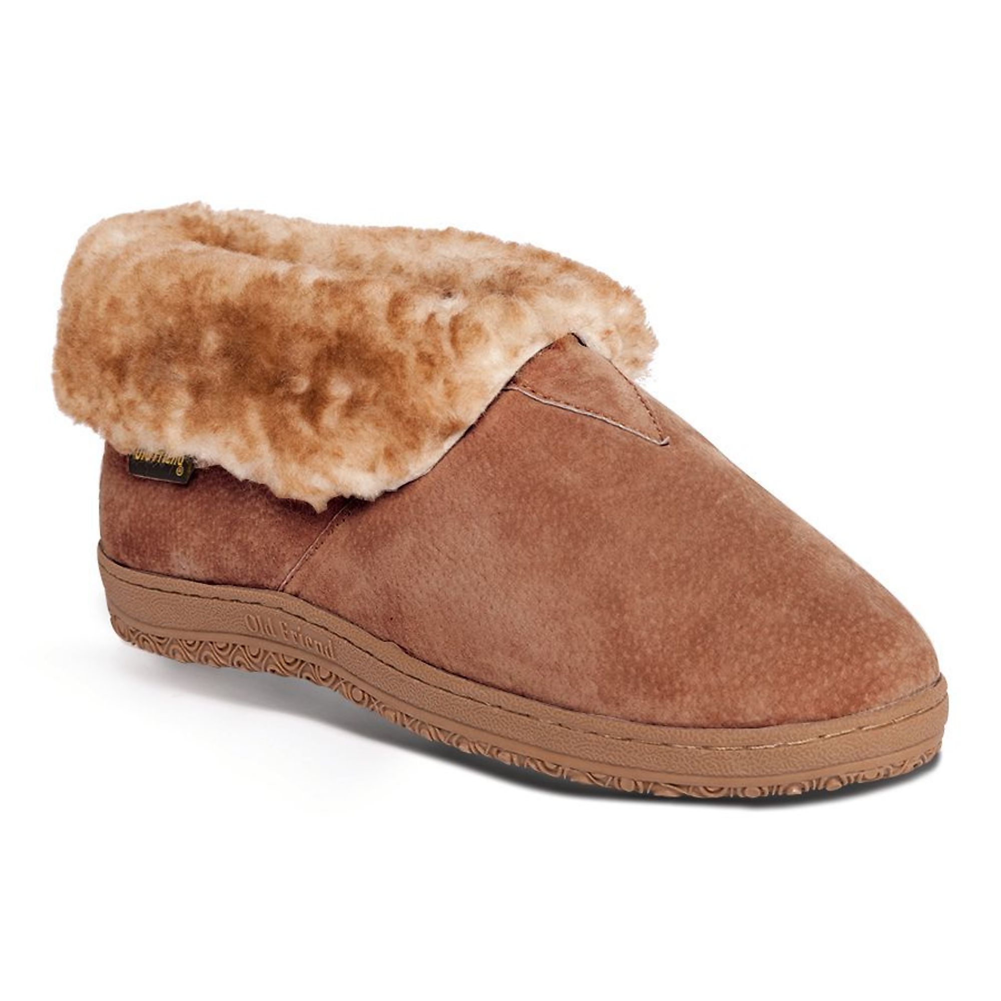 Old Friend Footwear, Men's ExWide Bootee, Sheepskin, Size 11, Width Extra Wide, Color Chestnut, Model 421207