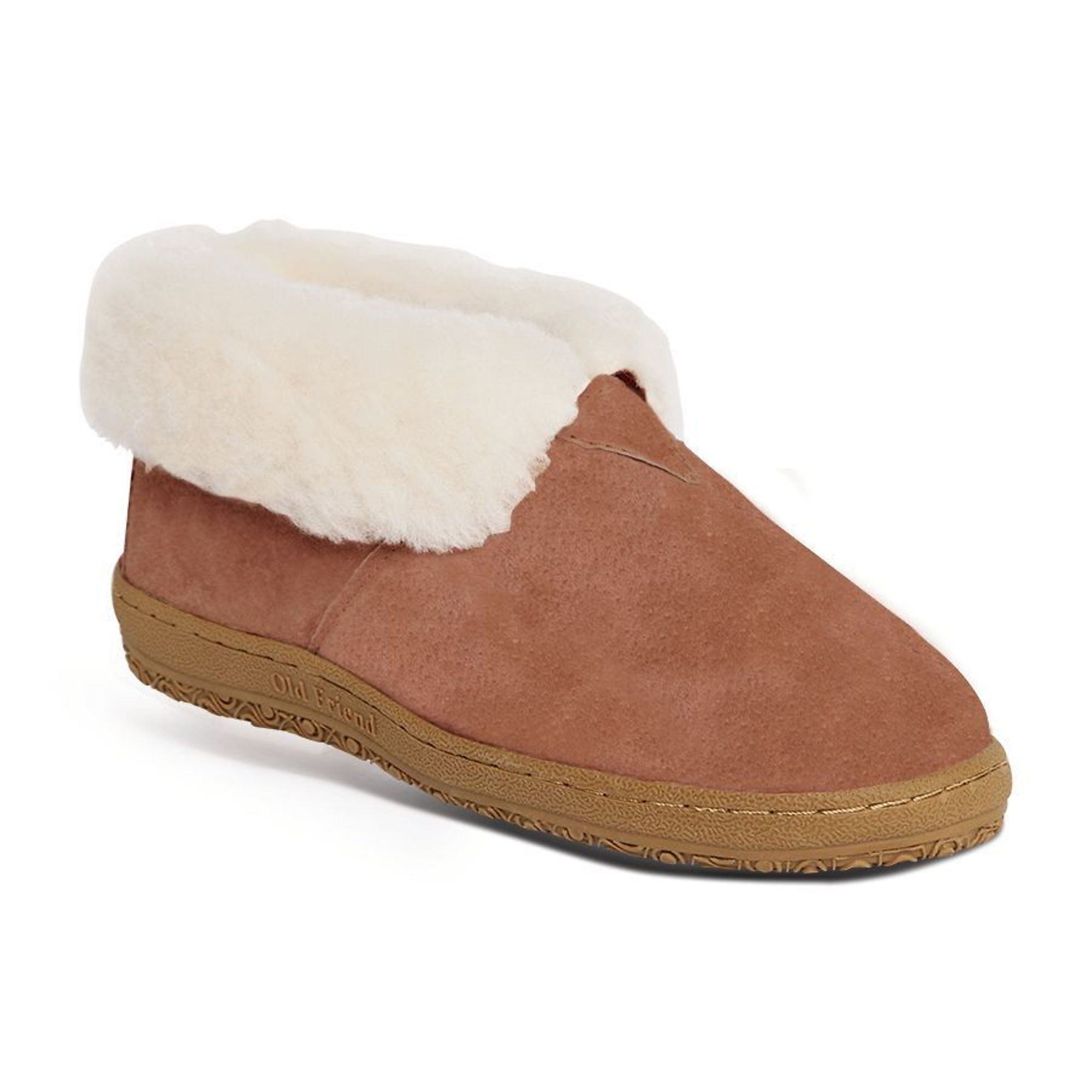 Old Friend Footwear, Womens's Wide Bootee, Sheepskin, Size 9, Width Wide, Color Chestnut, Model 441223