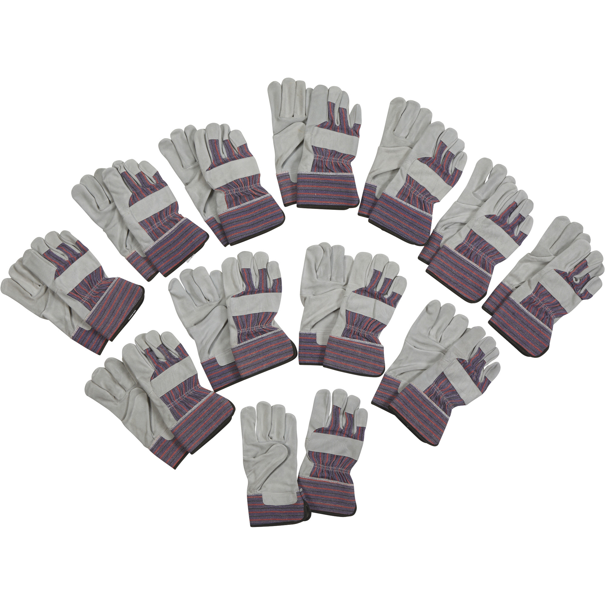 Ironton Work Gloves with Split Cowhide Palm â 12 Pairs, Gray, One Size