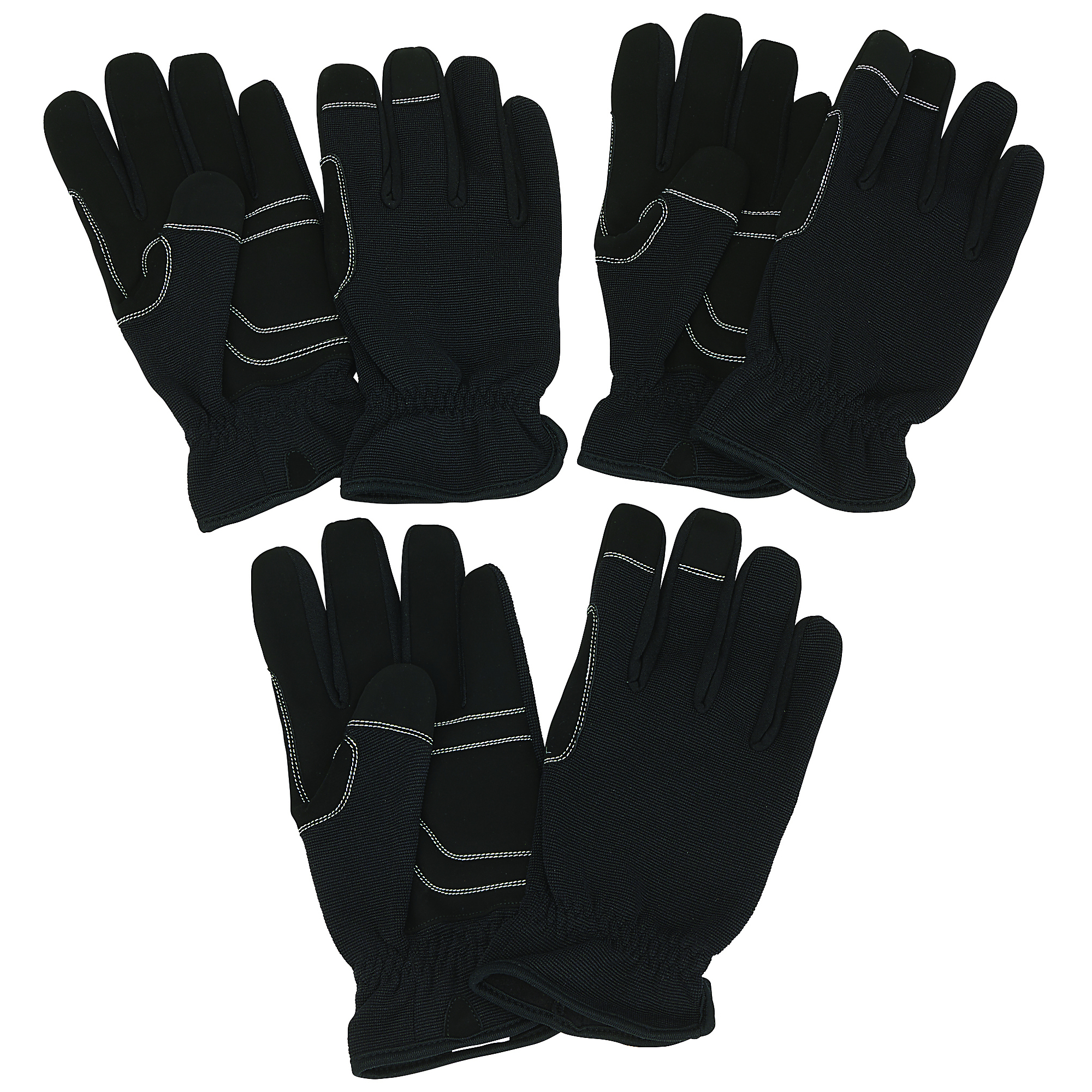 Ironton Men's High-Dexterity Utility Gloves, 3 Pairs, Black, Large