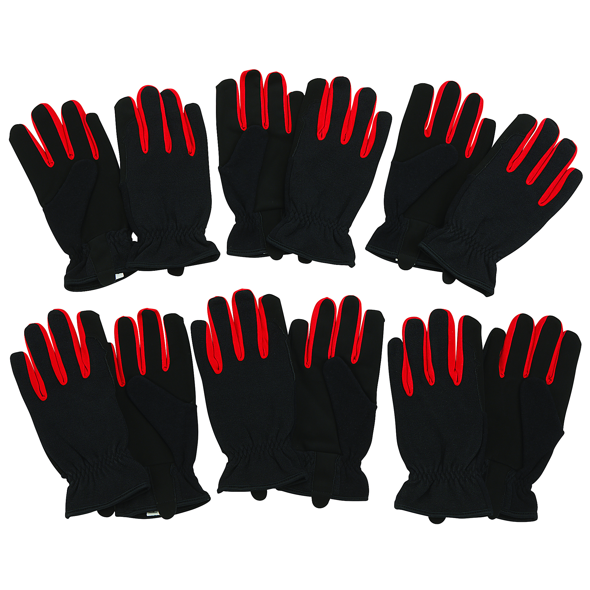 Ironton High-Dexterity Gloves, 6 Pairs, Black/Red, Large