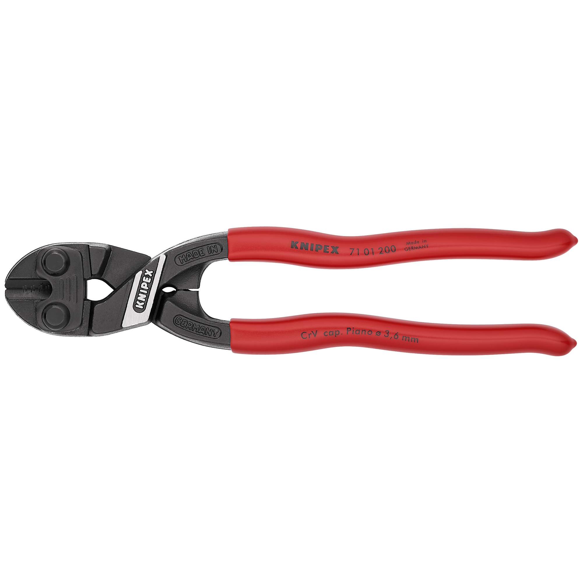 KNIPEX, CoBolt HL Bolt Cutters, Plastic coating, 8Inch, Tool Length 8 in, Jaw Opening 0.375 in, Cutting Capacity 0.25 in, Model 71 01 200 SBA