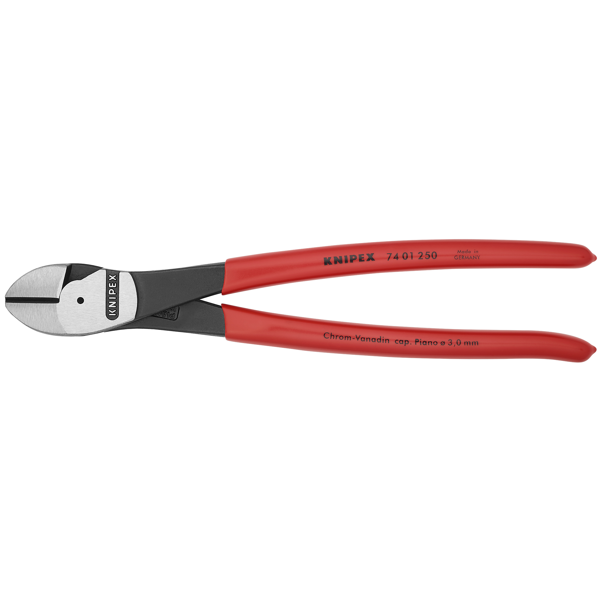 KNIPEX, HL Diagonal Cutters, Plastic coating, 10Inch, Pieces (qty.) 1 Material Steel, Jaw Capacity 0.188 in, Model 74 01 250 SBA
